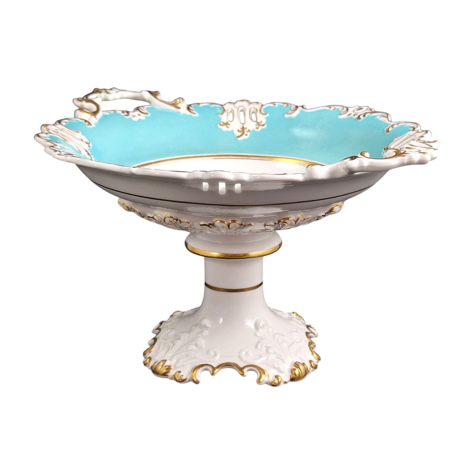 Coalport Turquoise Rococo Pedestal Bowl, C.1840–1850 photo 450.0