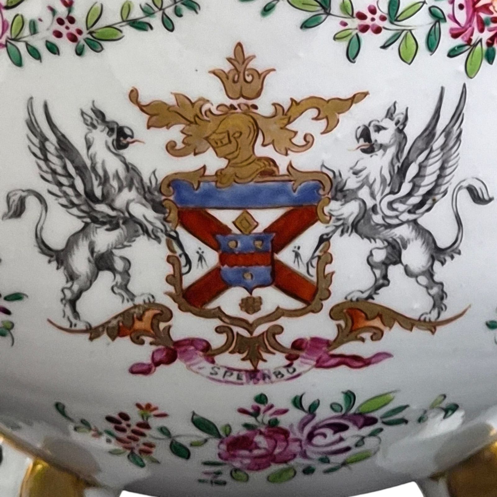Franse Samson Paris Chinoiserie Armorial Vaas met Deksel, 1880-1890 photo vintage