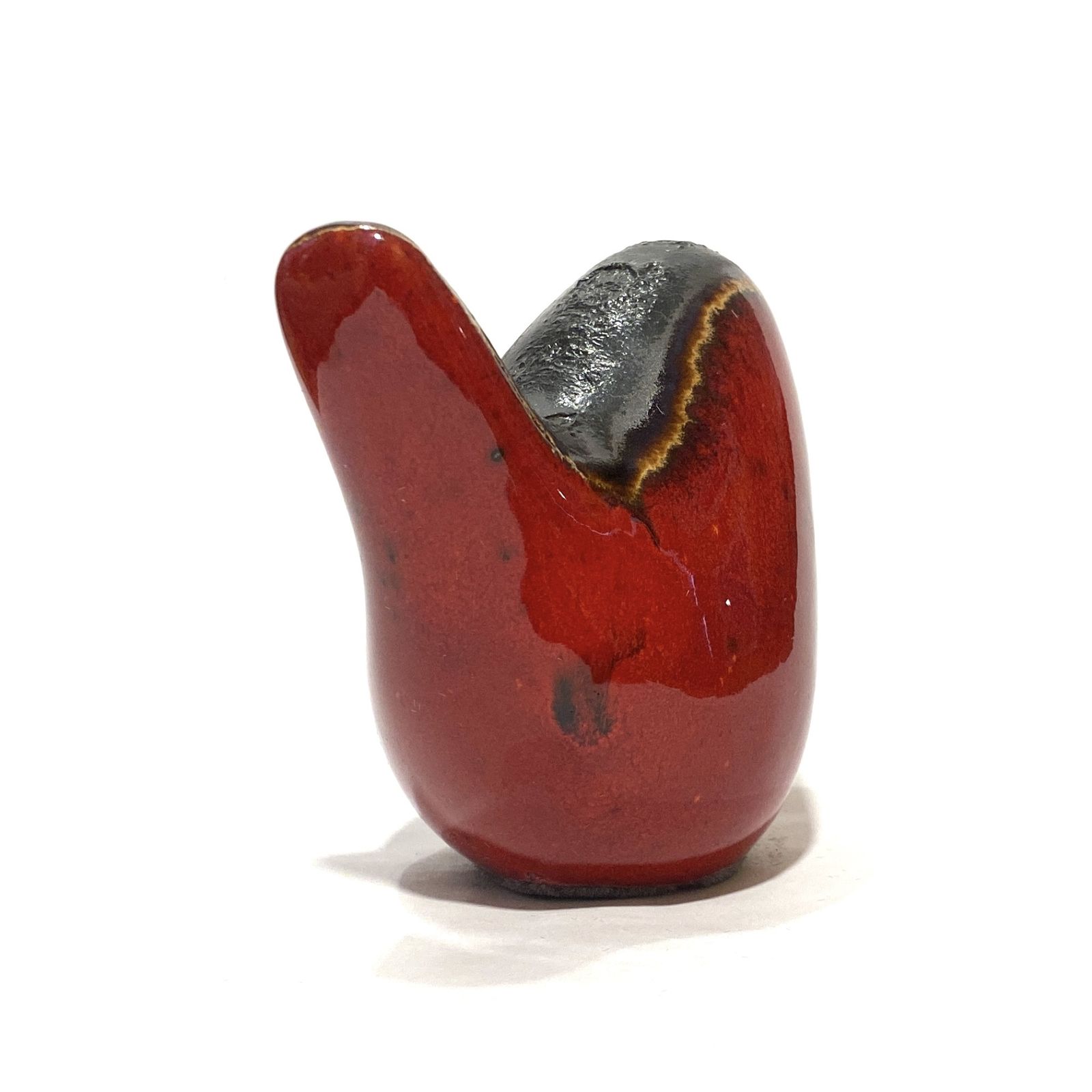 Otto Keramik vogel in rode Fat Lava-glazuur, keramisch ornament in West German Pottery-stijl photo 50.0