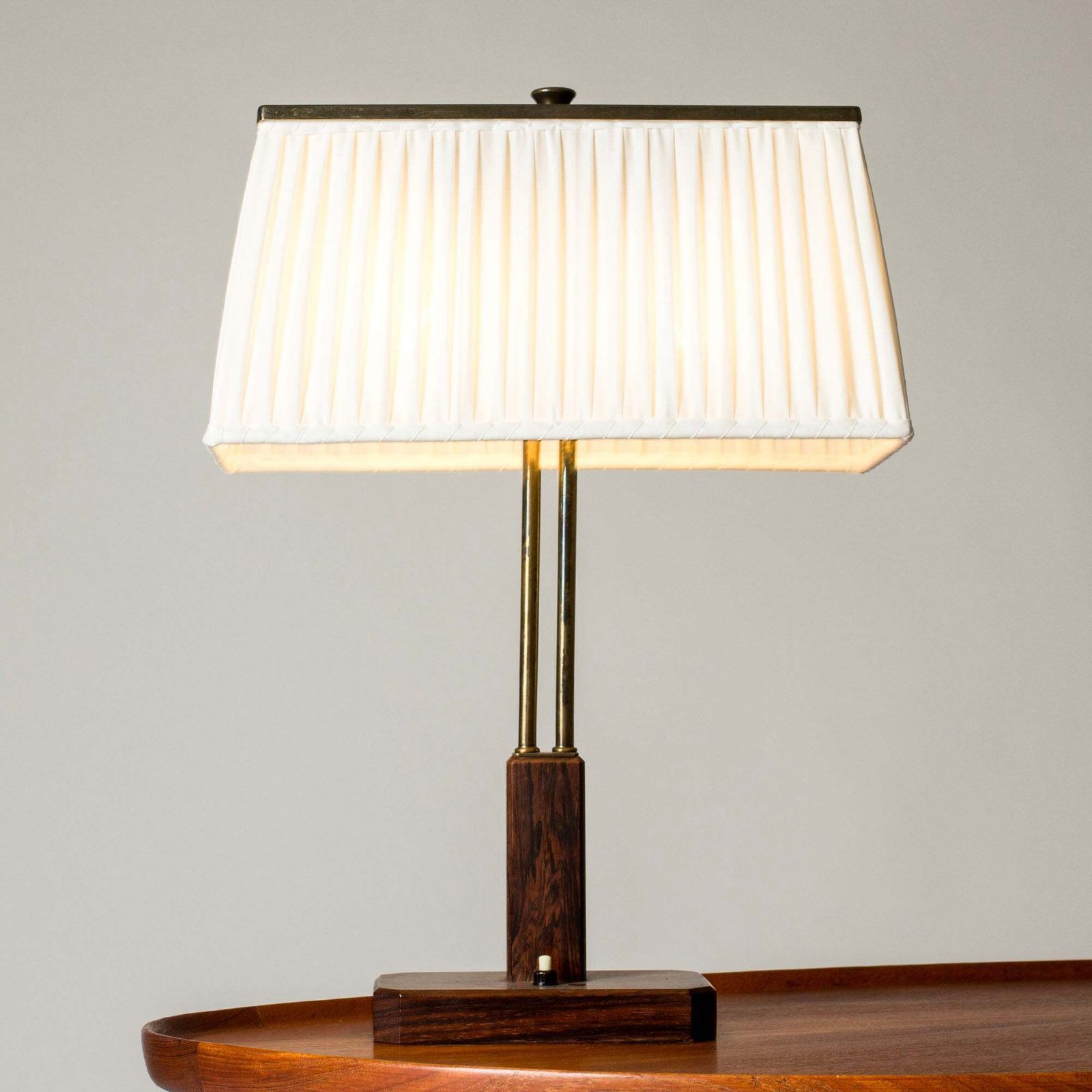 Swedish Modern Rosewood Table Lamp By Harald Notini, Böhlmarks, Sweden, 1940s photo Lighting