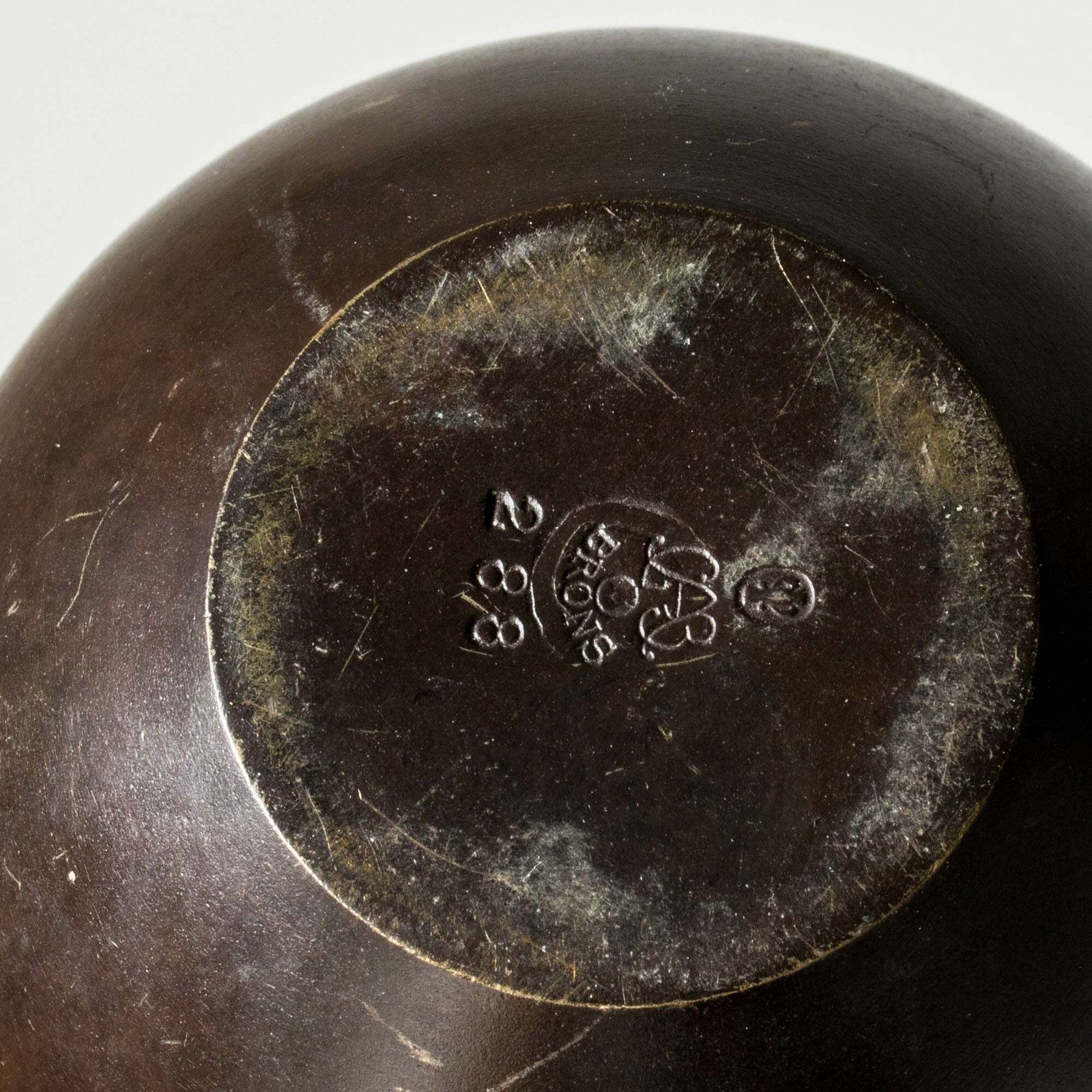 Vase moderniste suédois en bronze patiné, GAB, années 1930 photo vintage