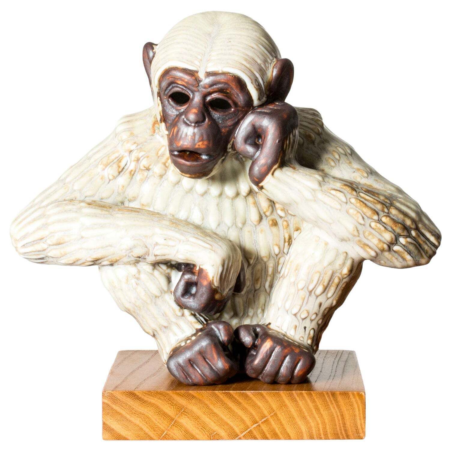 Sculpture de singe en grès mid-century, Gunnar Nylund, Rörstrand, Suède, années 1940
