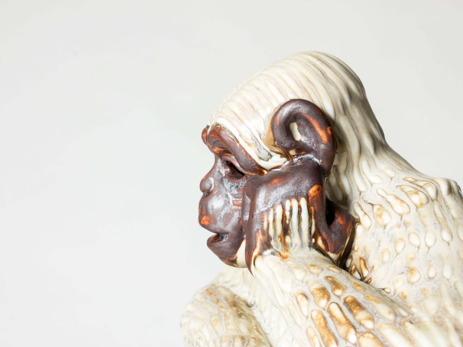 Sculpture de singe en grès mid-century, Gunnar Nylund, Rörstrand, Suède, années 1940 photo vintage