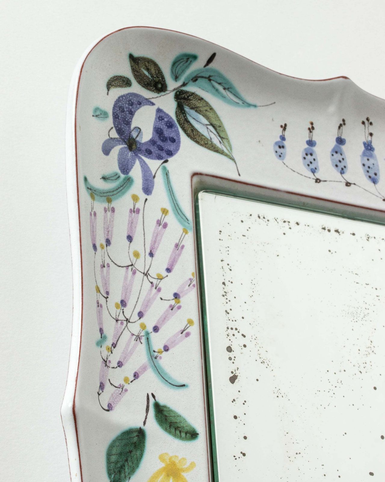 Zweedse mid-century faience wandspiegel van Stig Lindberg voor Gustavsberg, jaren 1940 photo vinterior