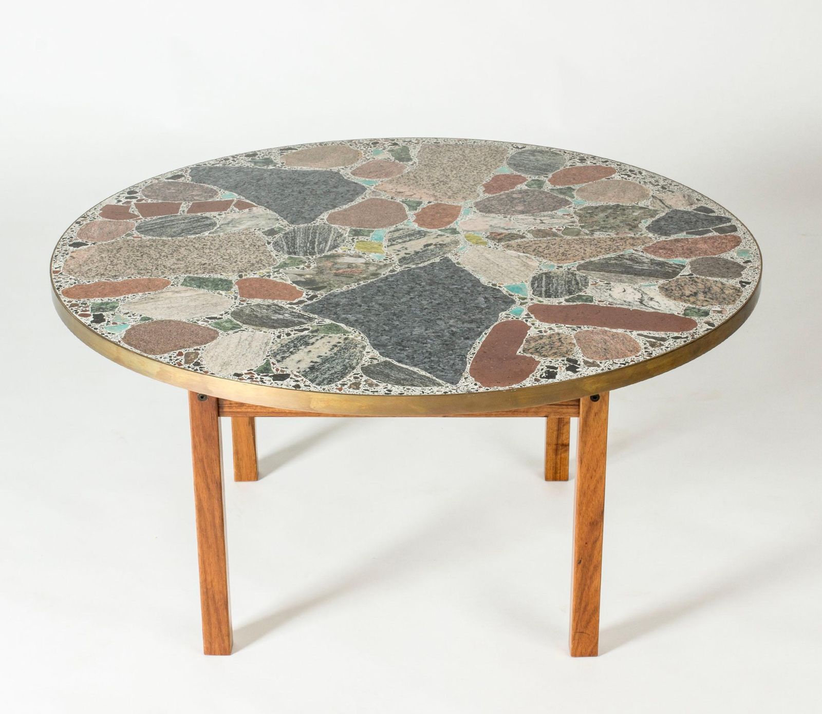 Modernistische salontafel in palissander met stenen blad, Erling Viksjø, Noorwegen, ca. jaren 1960 photo 11132.0