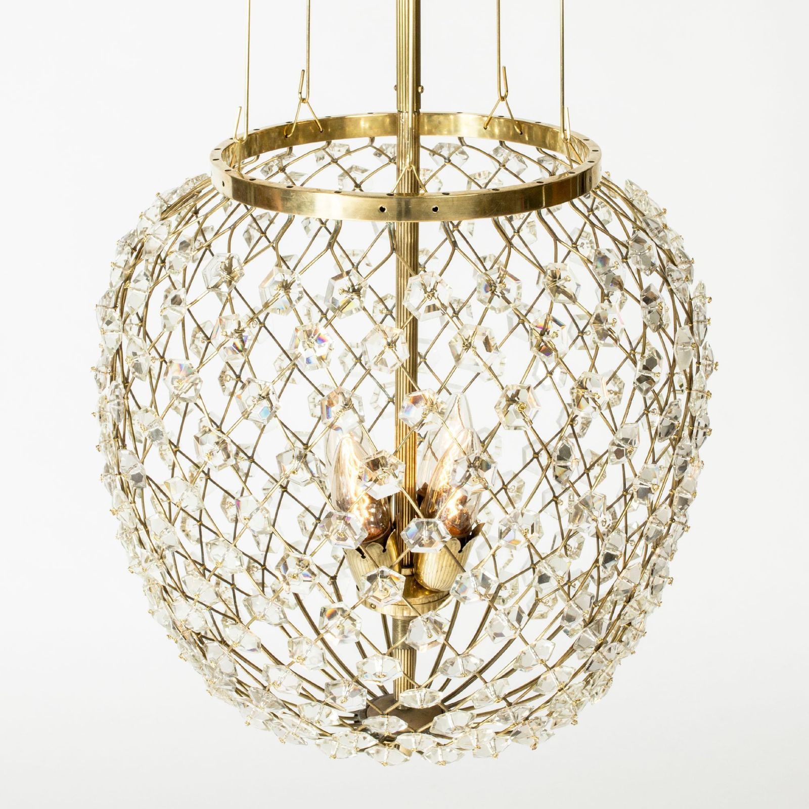 Swedish Modern Chandelier By Bertil Brisborg, Nordiska Kompaniet, Sweden, 1940s photo Lighting