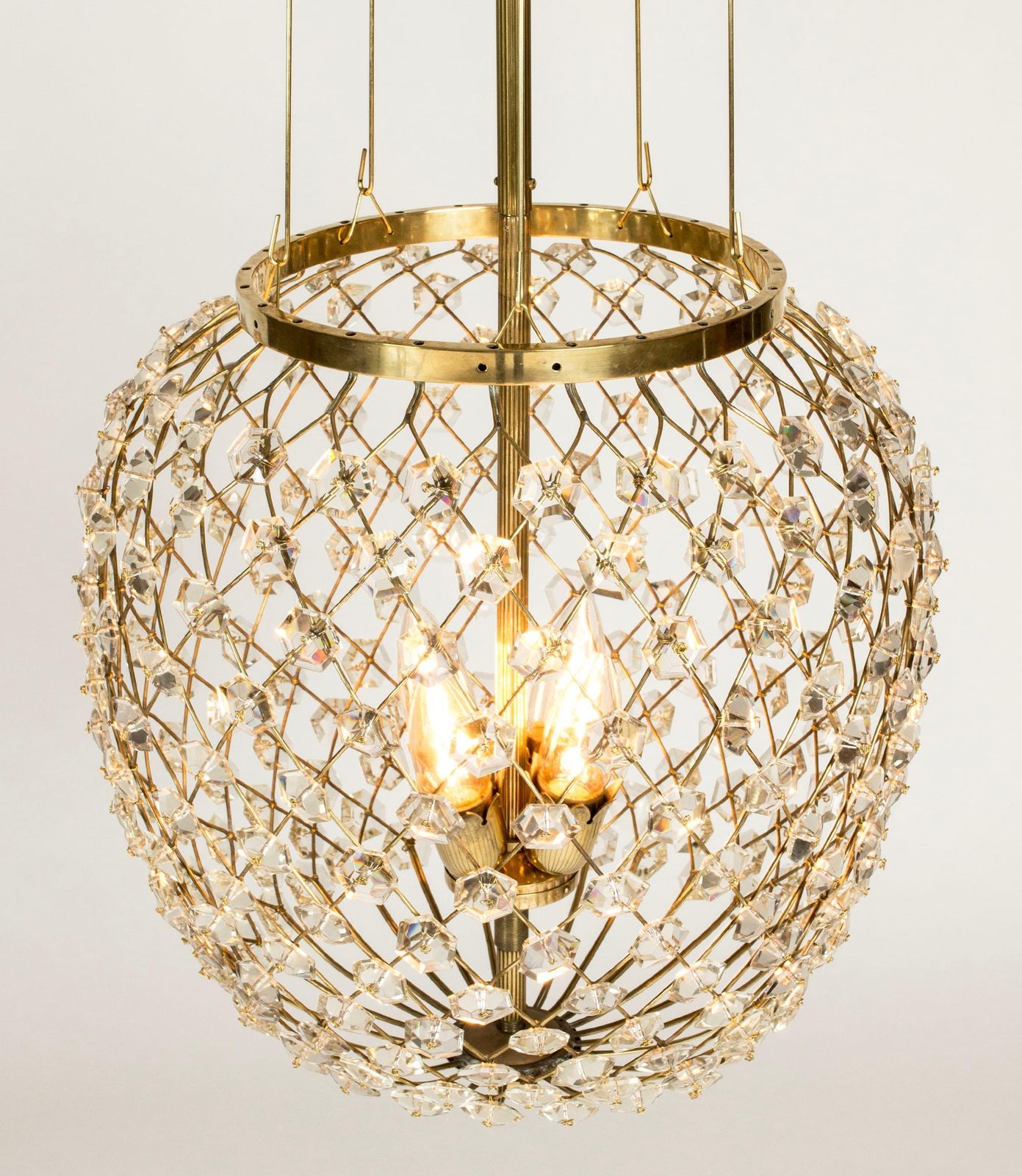 photo for sale Swedish Modern Chandelier By Bertil Brisborg, Nordiska Kompaniet, Sweden, 1940s