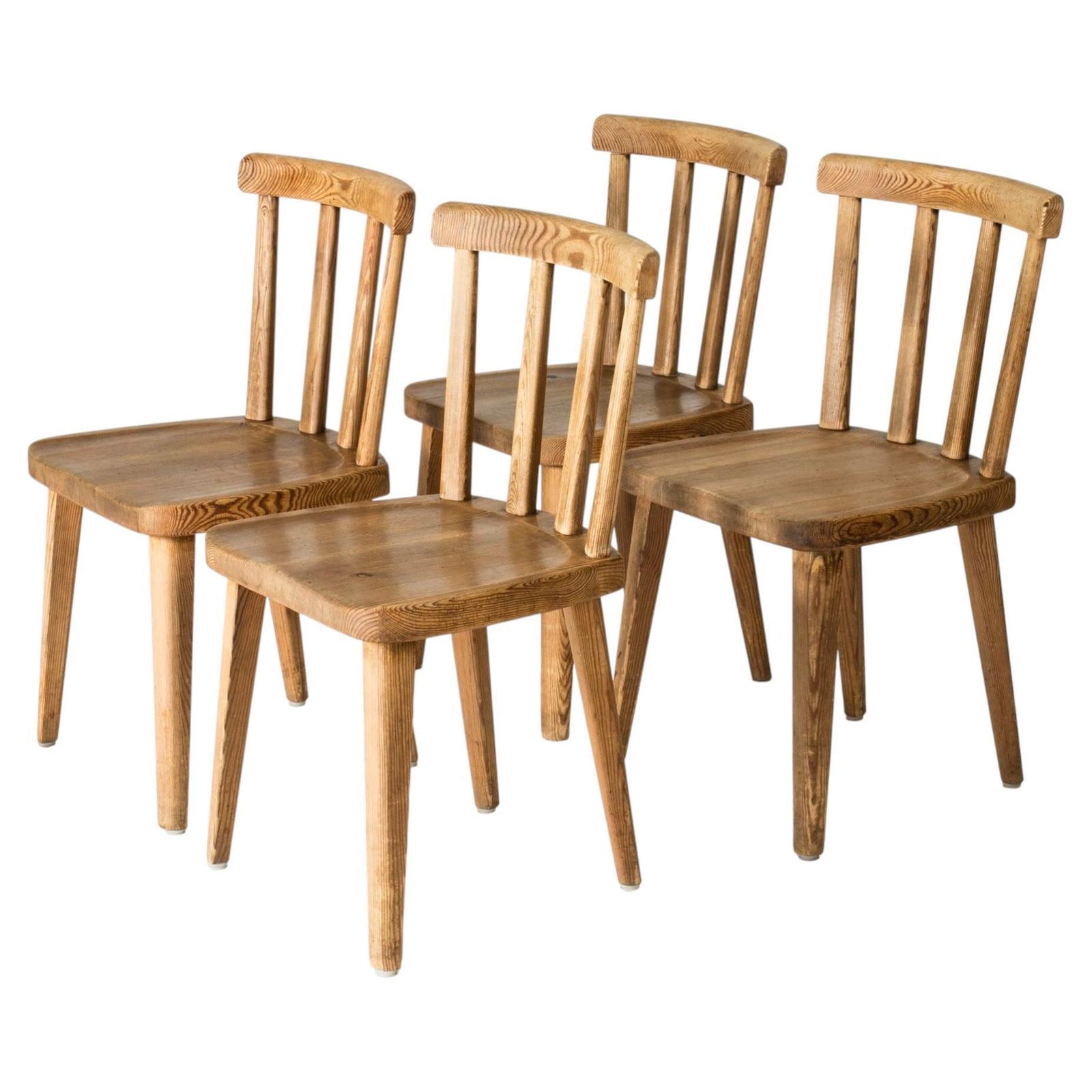 Set van vier "Utö" grenenhouten stoelen van Axel Einar Hjorth, Nordiska Kompaniet, jaren 1930