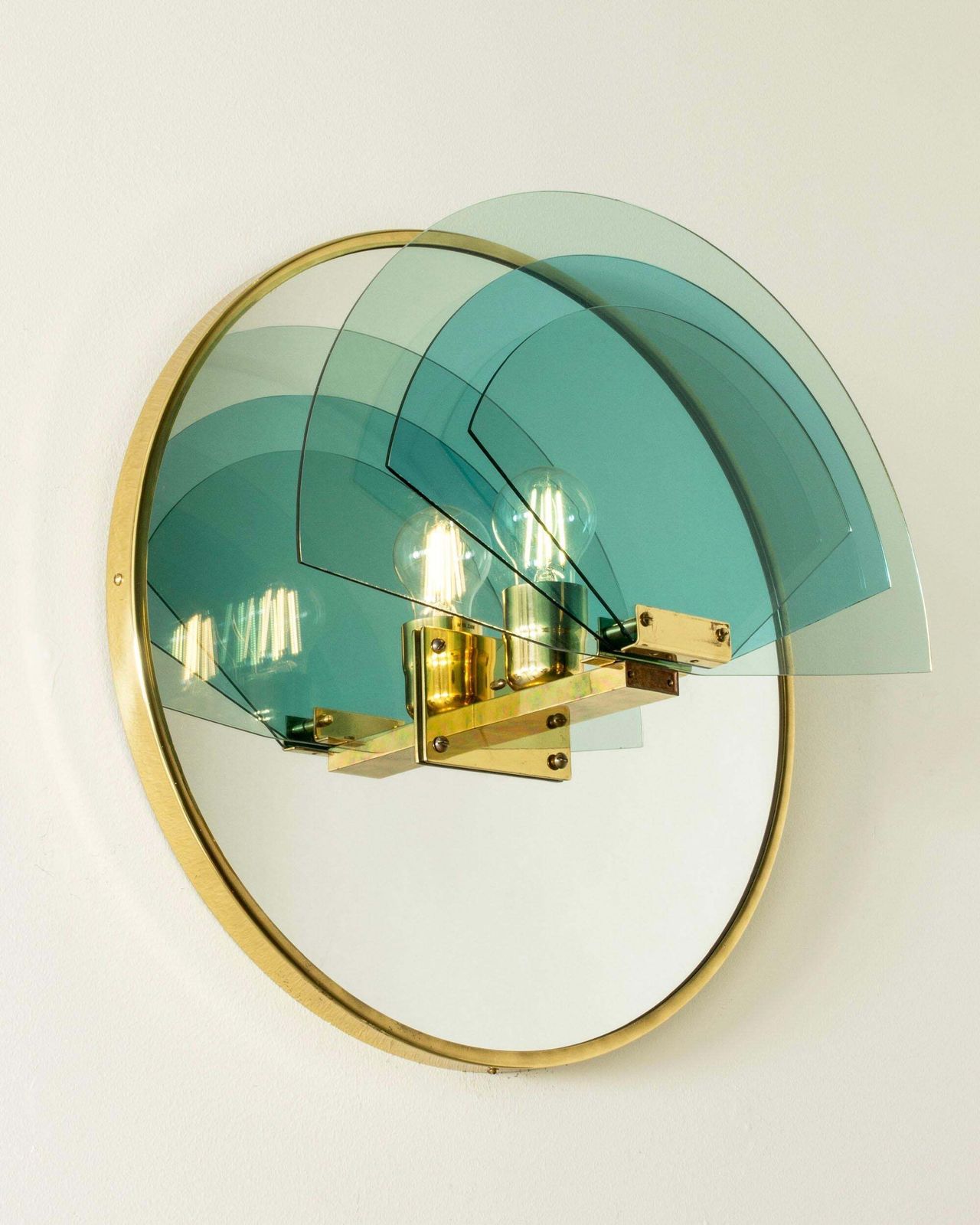 Appliques murales postmodernes en laiton par Hans Agne Jakobsson, Markaryd, Suède, années 1980 photo Luminaires