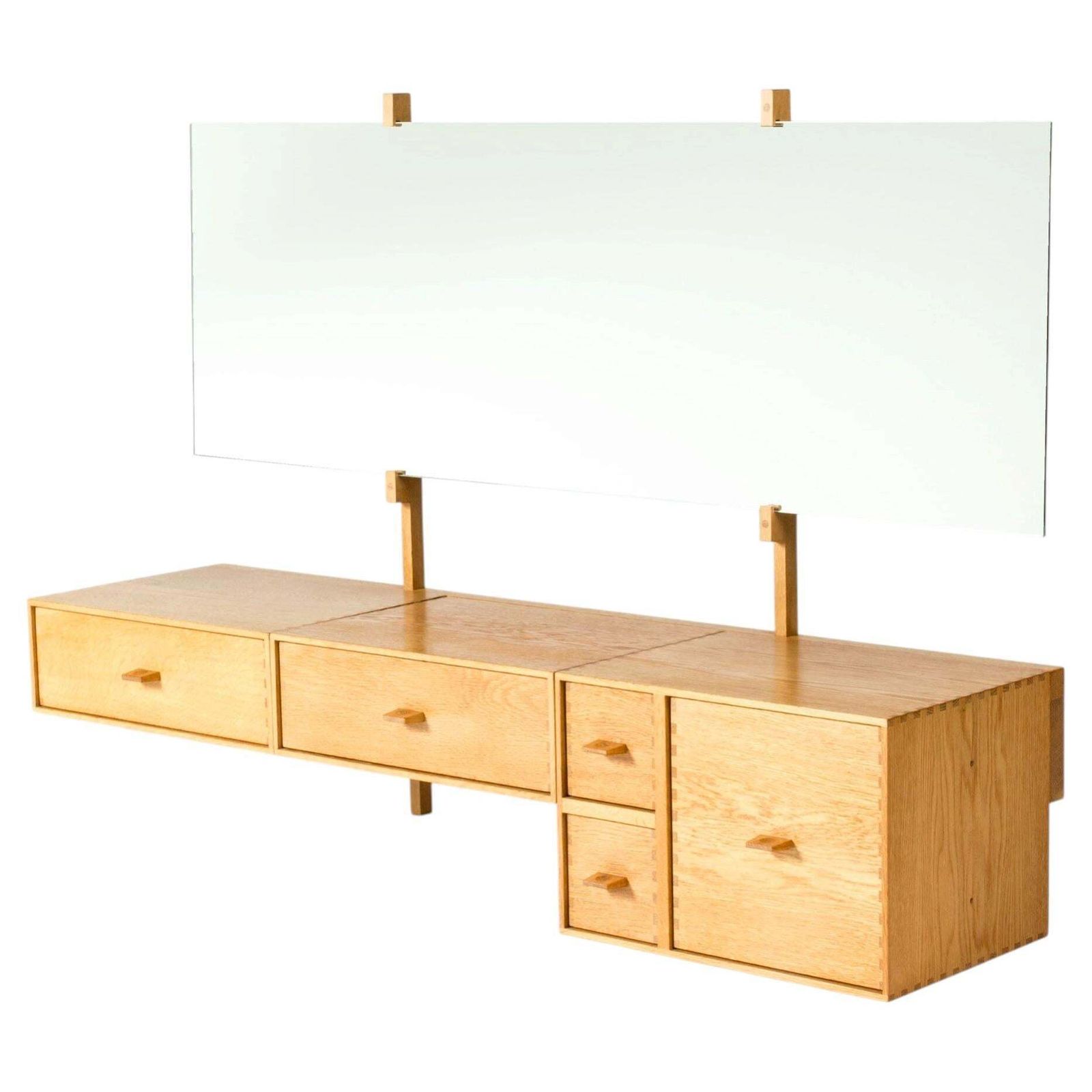 Coiffeuse murale mid-century modern en chêne, Luxus, Suède, années 1960