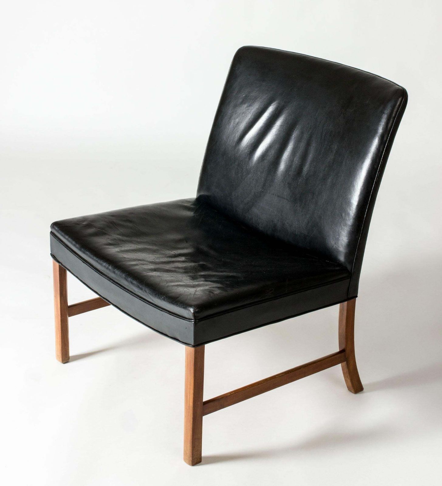 Danish Modern Mahogany And Leather Lounge Chairs By Ole Wanscher, Denmark, 1950s photo vintage