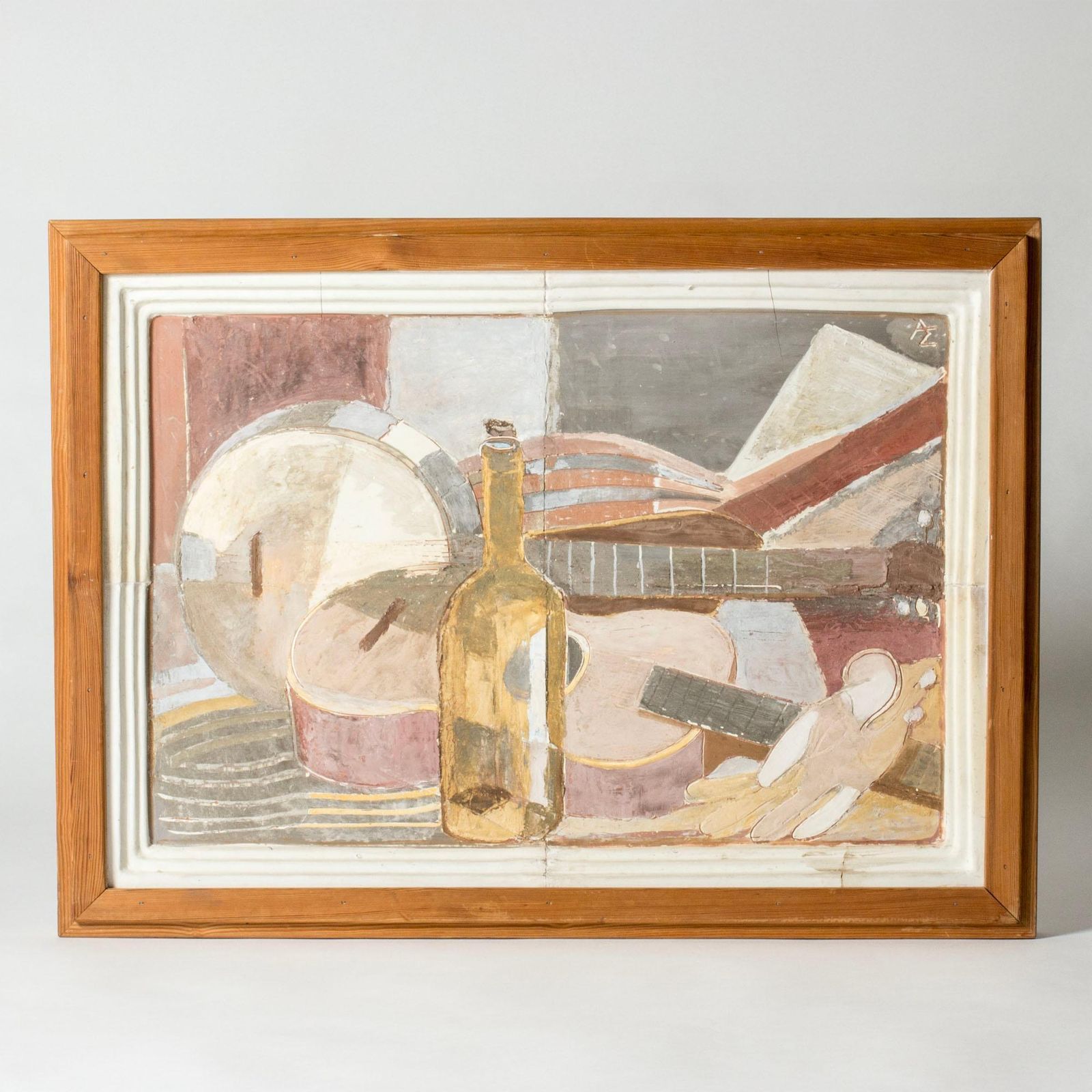 Zweedse modernistische stillevenwandreliëf in terracotta van Allan Ebeling photo furniture