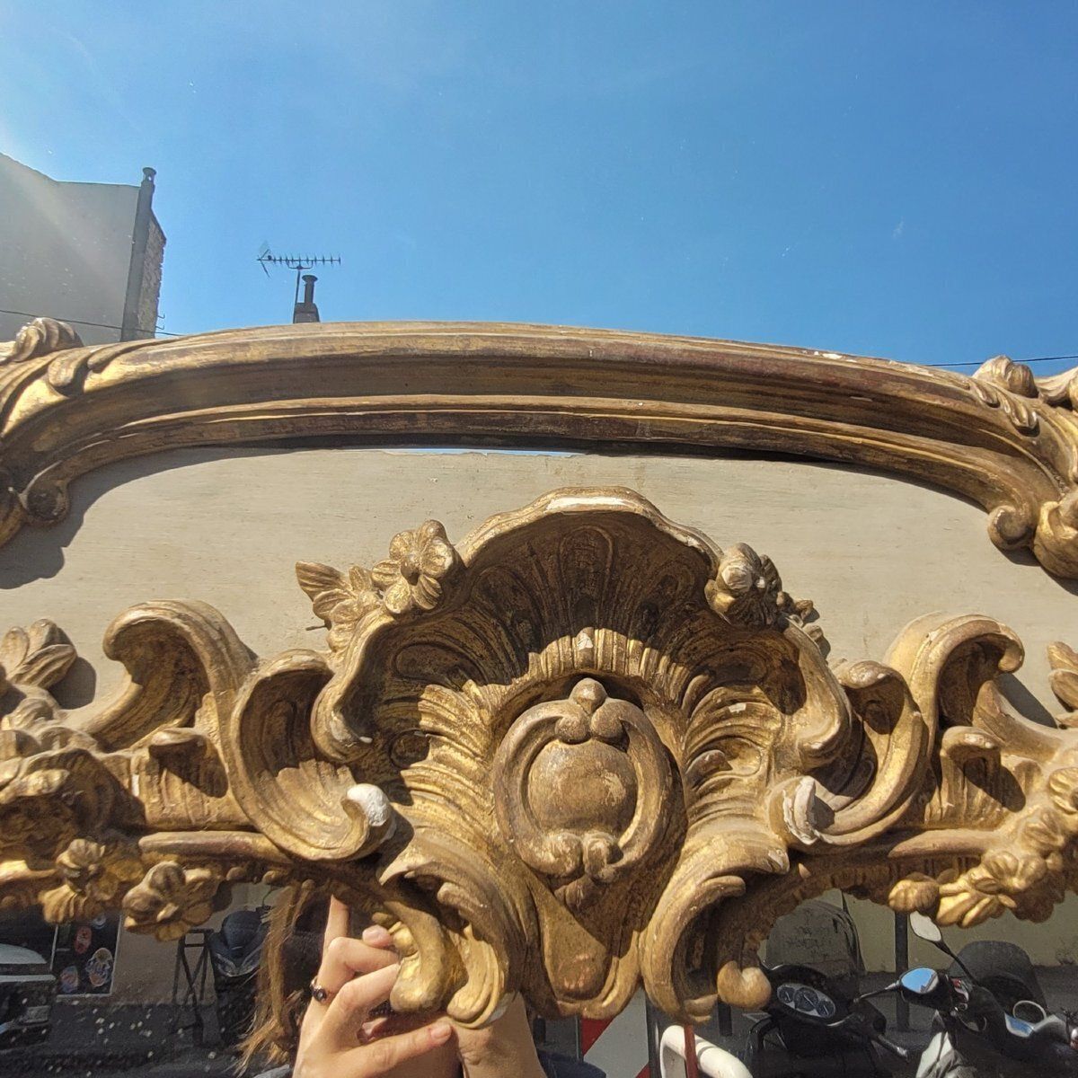 Grand trumeau de style Louis XV en bois doré et laqué, XIXe siècle photo Décoration