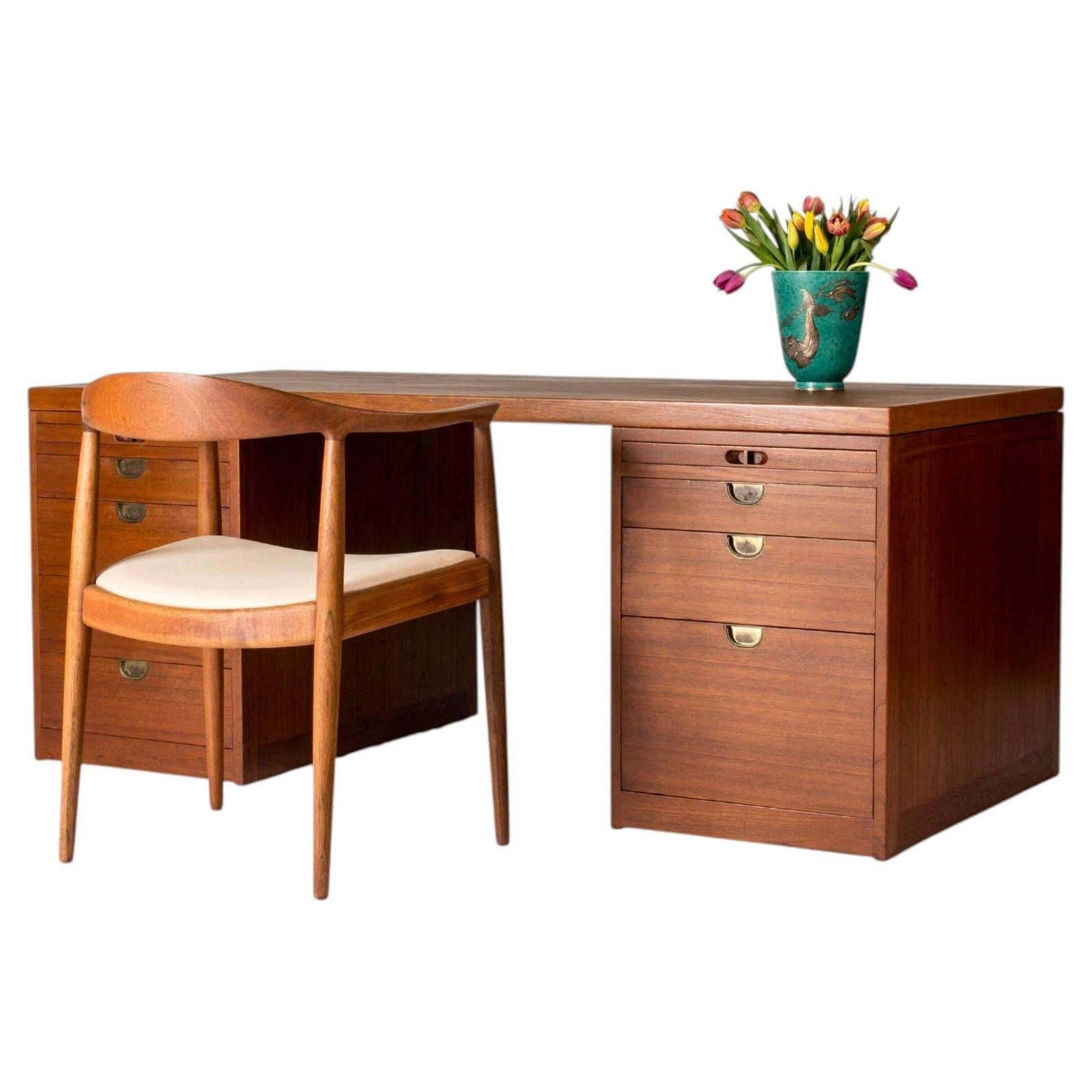 Teakhouten bureau van Børge Mogensen, Scandinavisch Modern, Denemarken, ca. jaren 1950