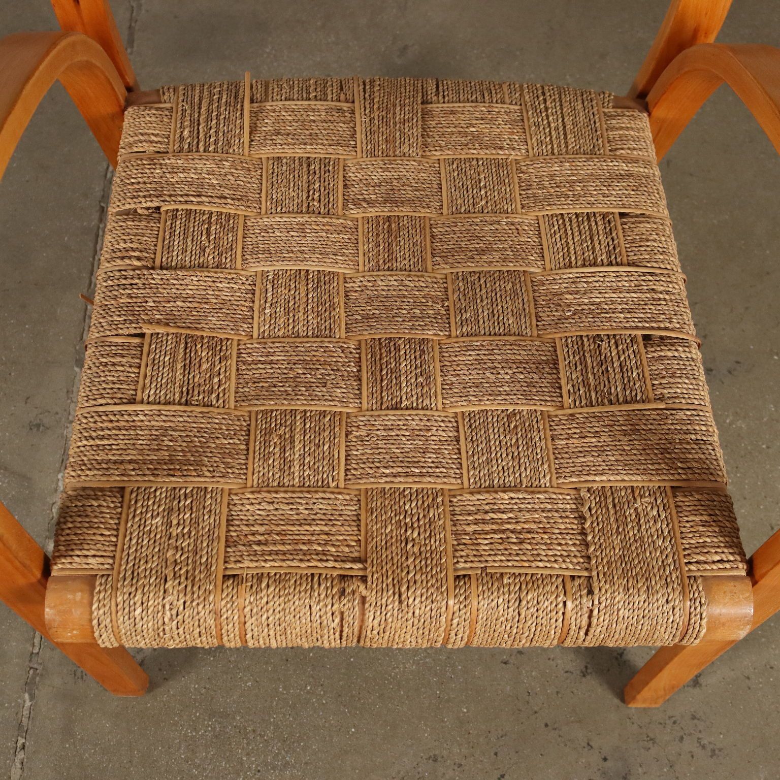 Paire de fauteuils vintage en hêtre et corde tressée, Italie, années 1950 photo 1210.0