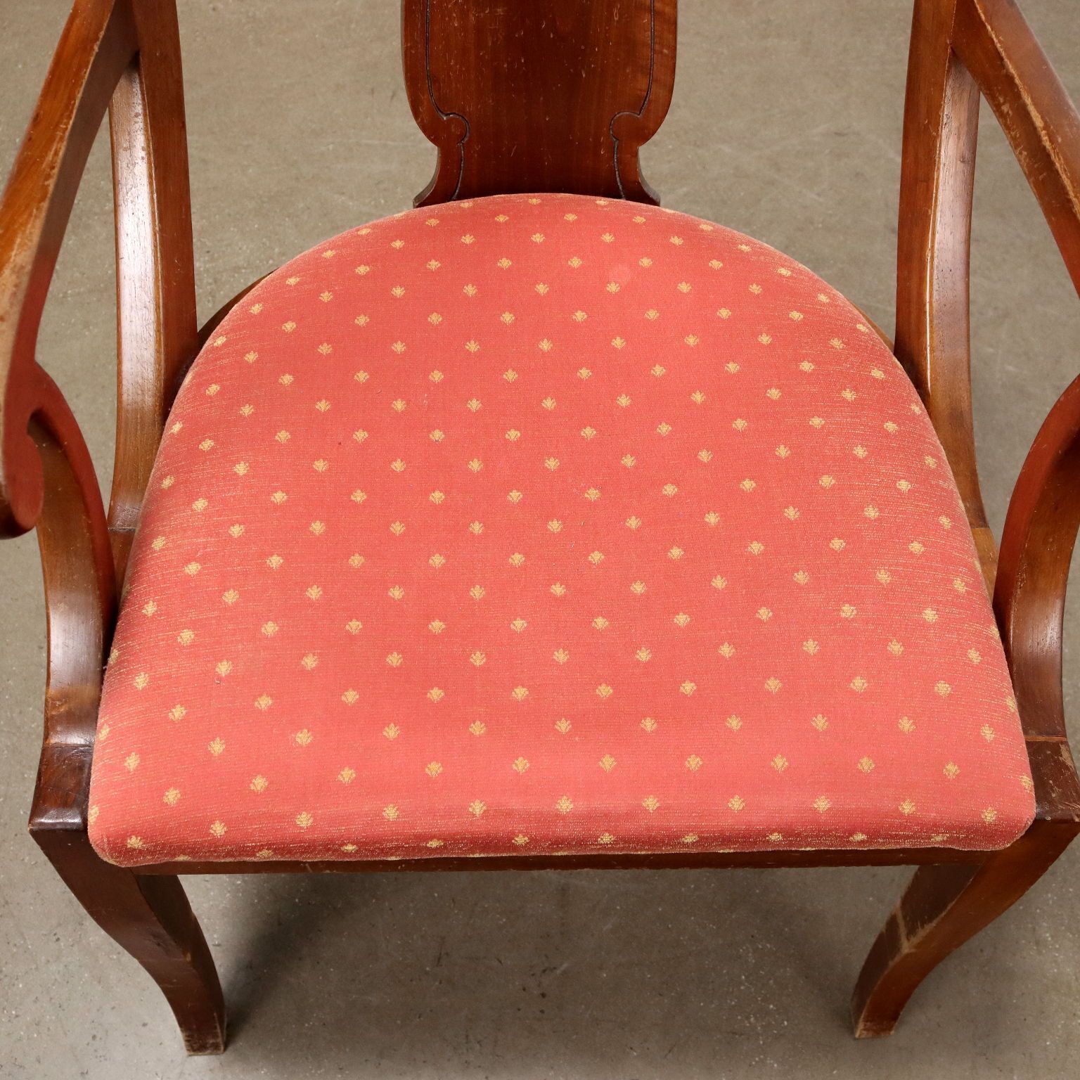 Fauteuil d'époque en noyer et tissu avec repose-pieds, XIXe siècle photo 350.0