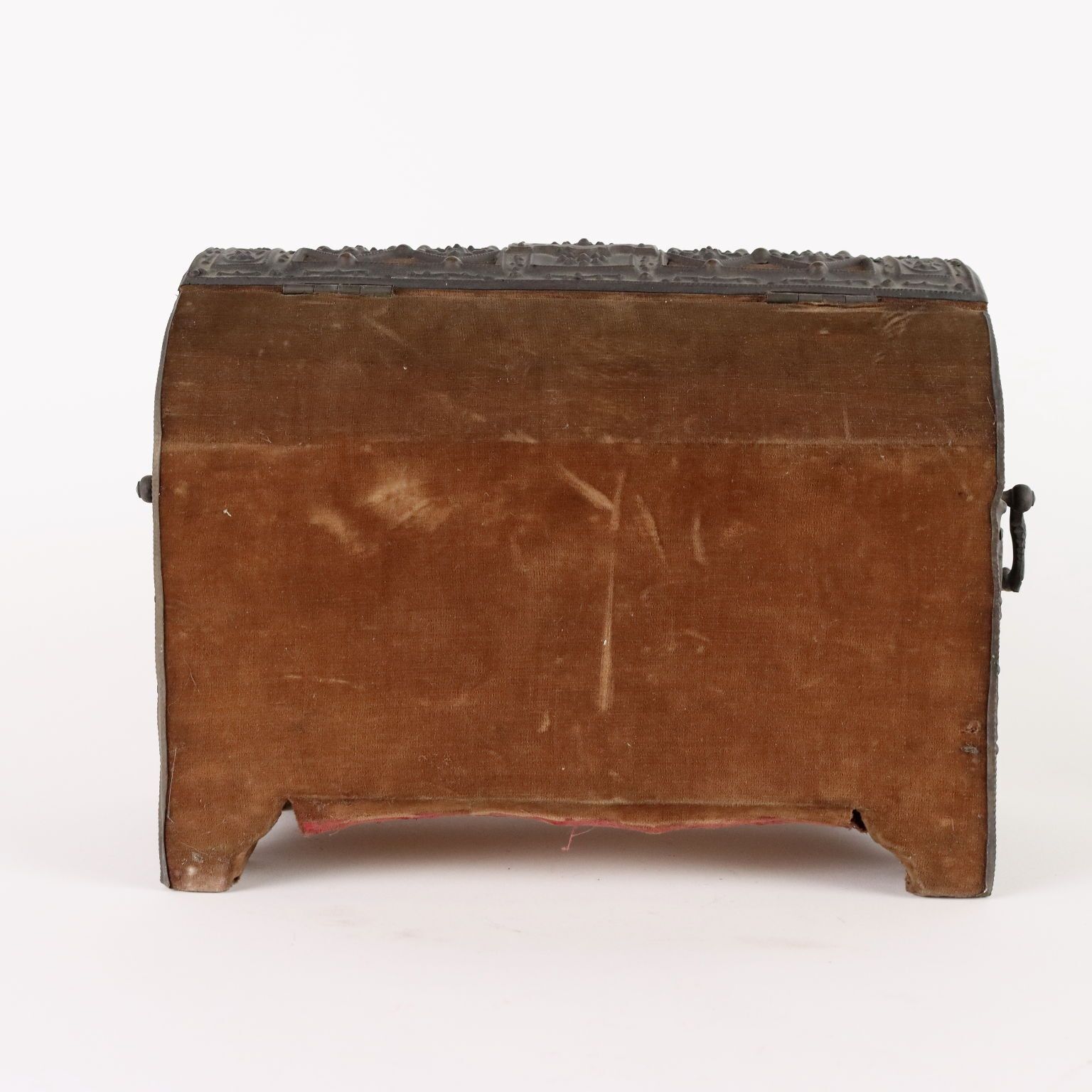 Antique Casket Wood Sheeth Metal Velvet Italy XIX Century photo vintage