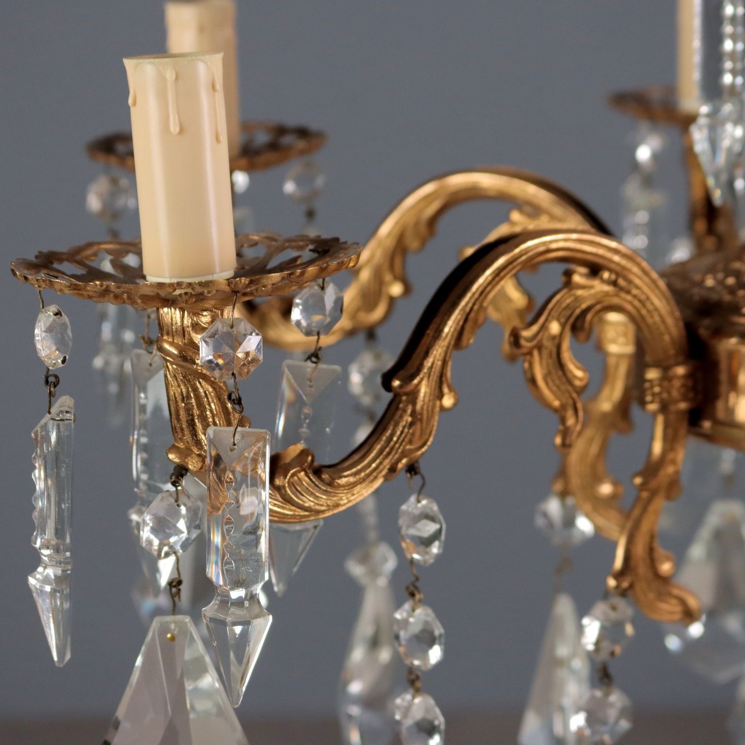 Chandelier Rococo Style Bronze Crystal Italy XX Century photo 420.0