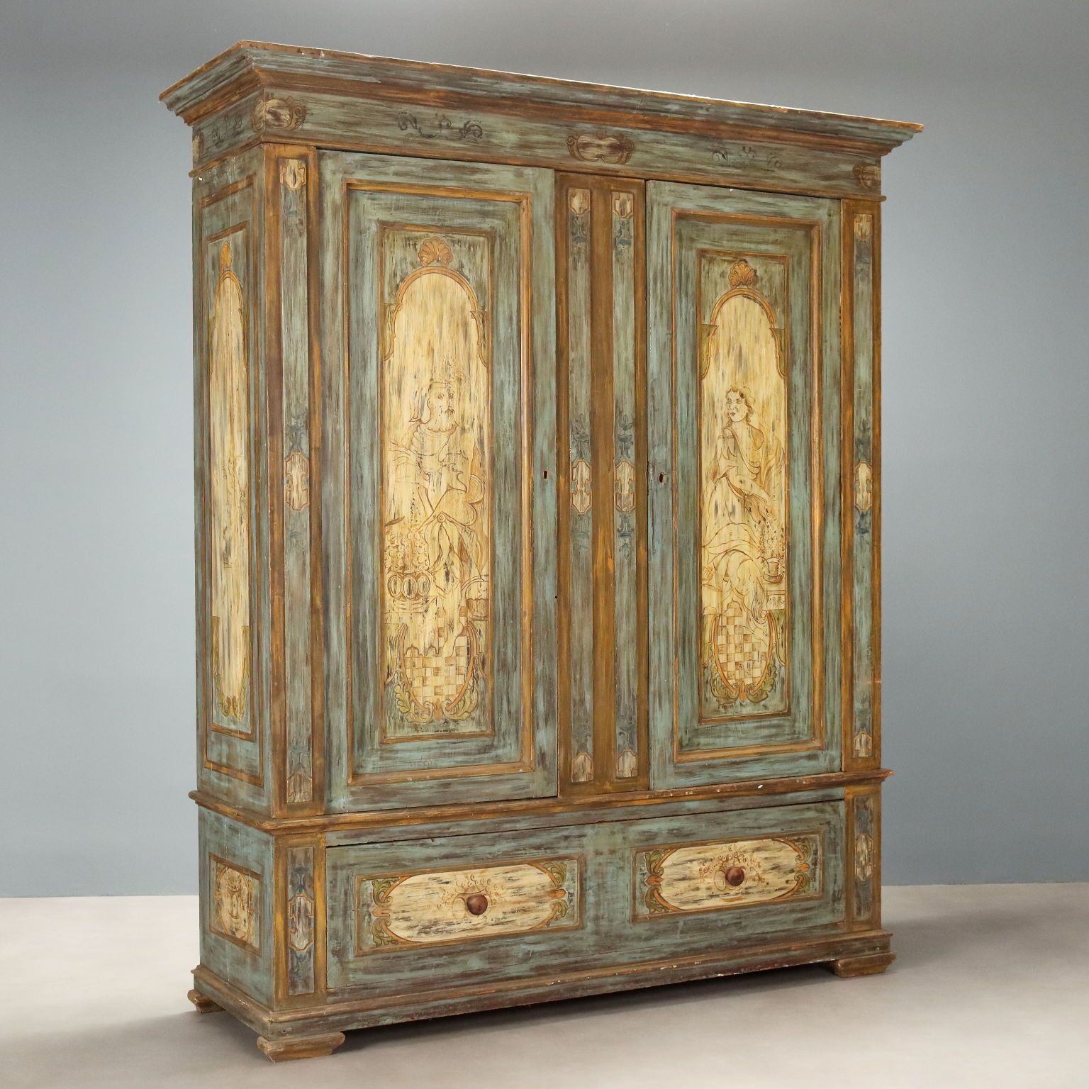 Wardrobe Baroque Style Lacquered Wood XIX Century