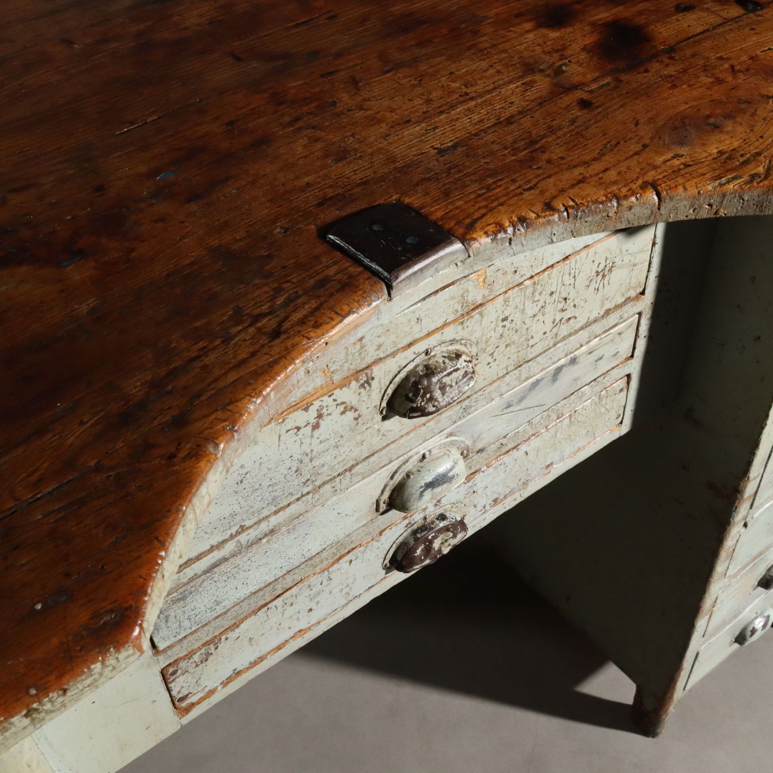 Industrial Table Fir Elm Design Italy XX Century photo Furniture
