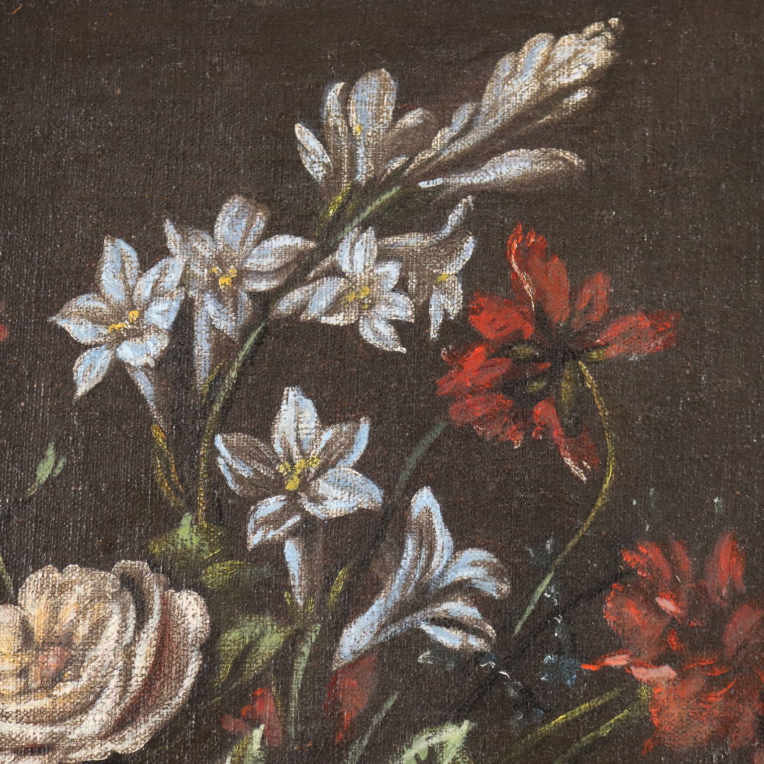 Antiek schilderij met fruit en bloemen, olieverf op doek, 19e eeuw photo Kunst