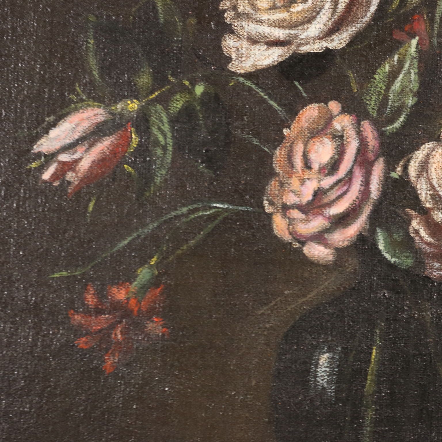 Antiek schilderij met fruit en bloemen, olieverf op doek, 19e eeuw photo 560.0