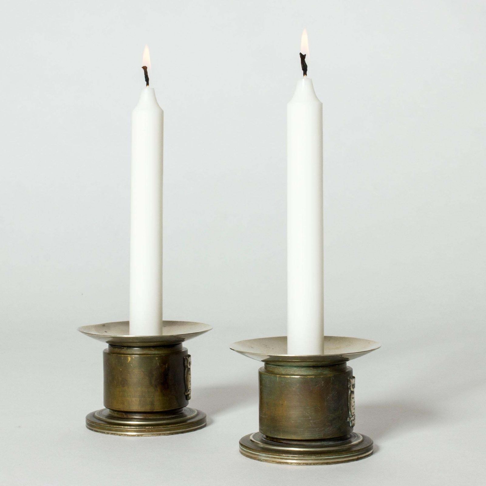 Modernistische functionalist bronzen kandelaars van Orio, Zweden, jaren 1930 photo 458.0
