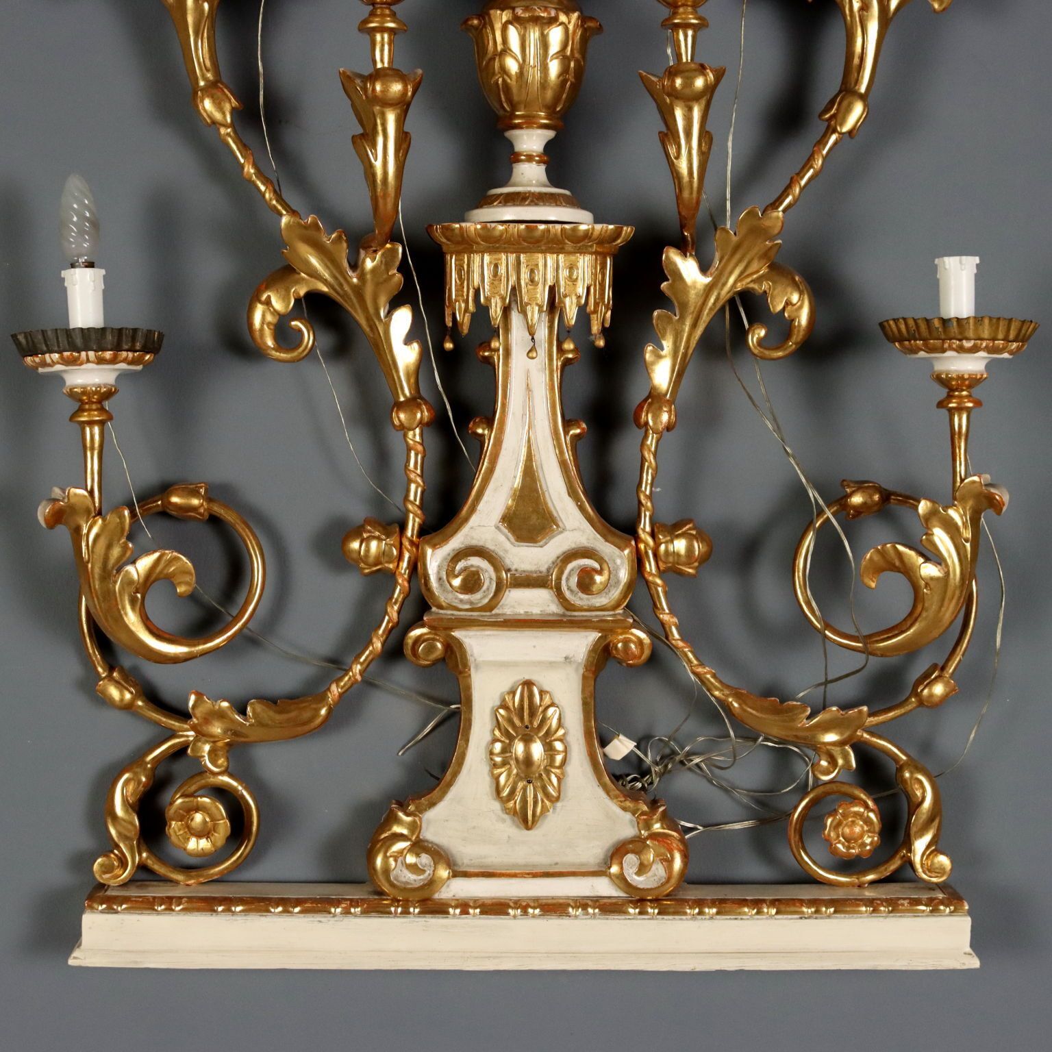 Antique Wall Candelabra Wood Iron Italy Mid XIX Century photo for sale