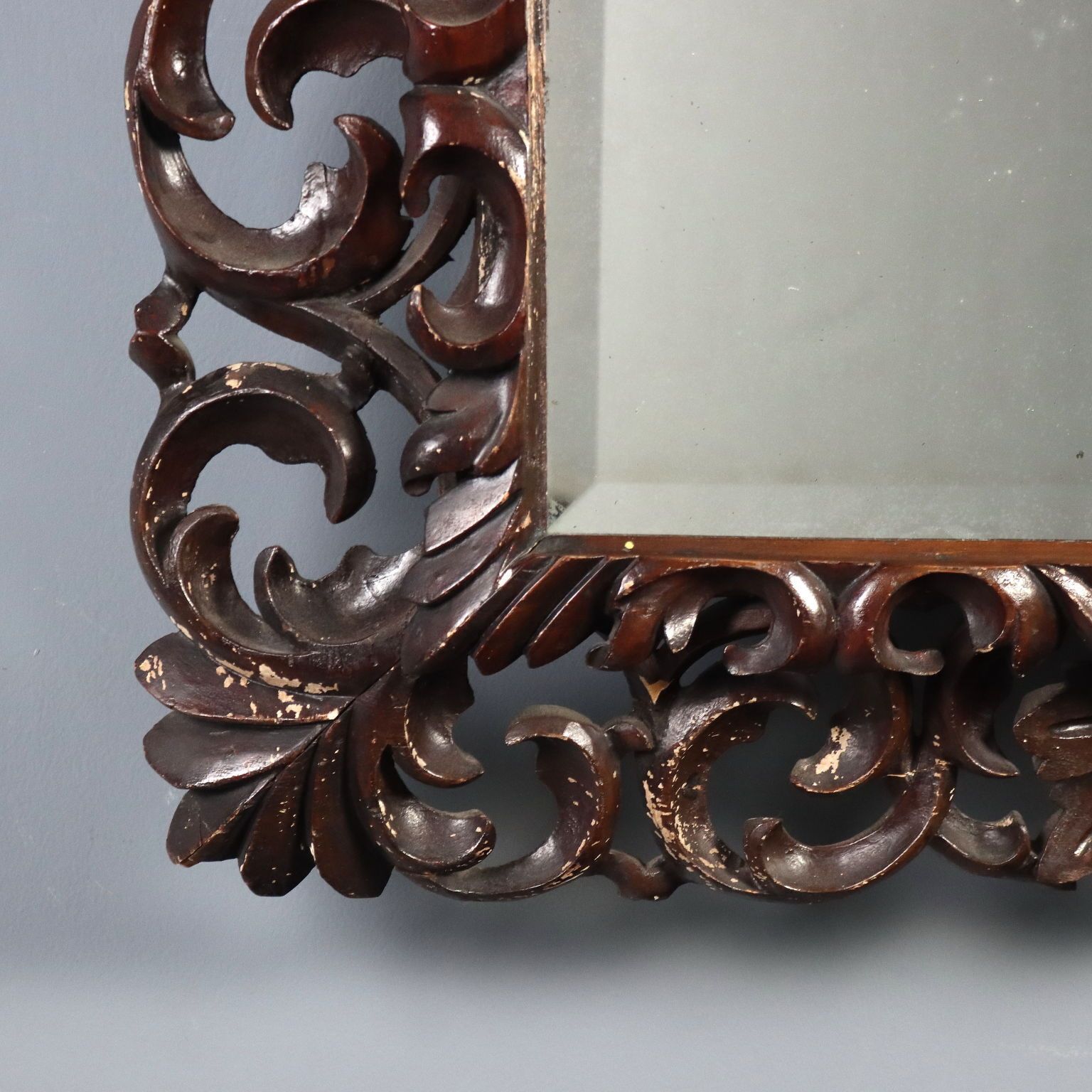 Baroque Style Lacquered Wood Mirror   Italy Early 20th Century photo vintage