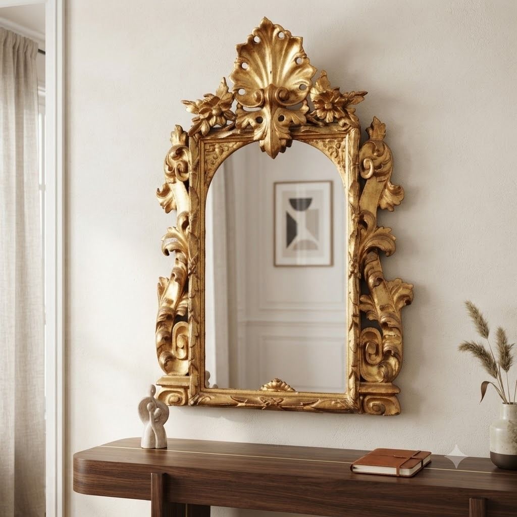 Barokke spiegel verguld hout Italië 19e eeuw photo furniture