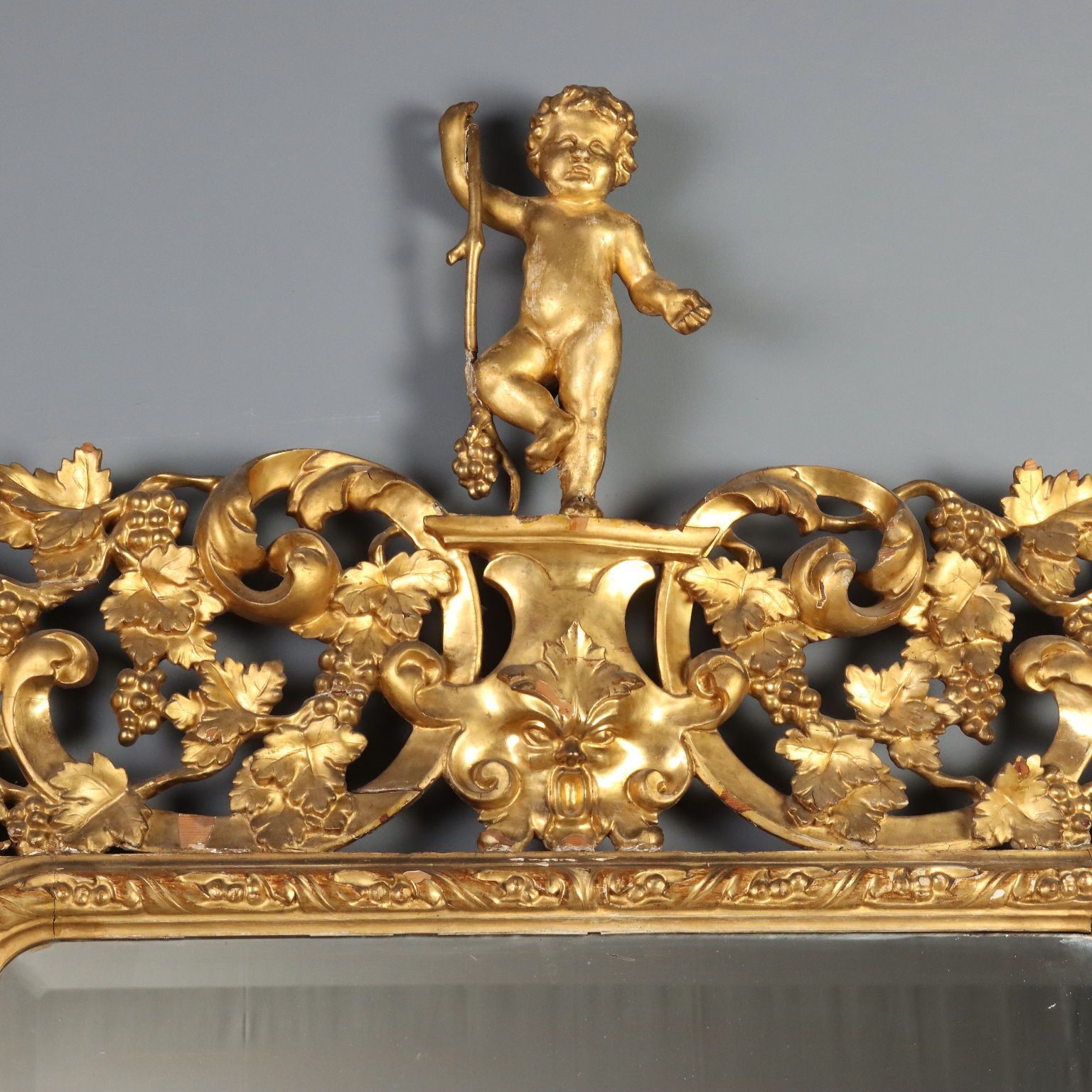 Miroir baroque en bois sculpté doré, Italie, XIXe siècle photo Décoration