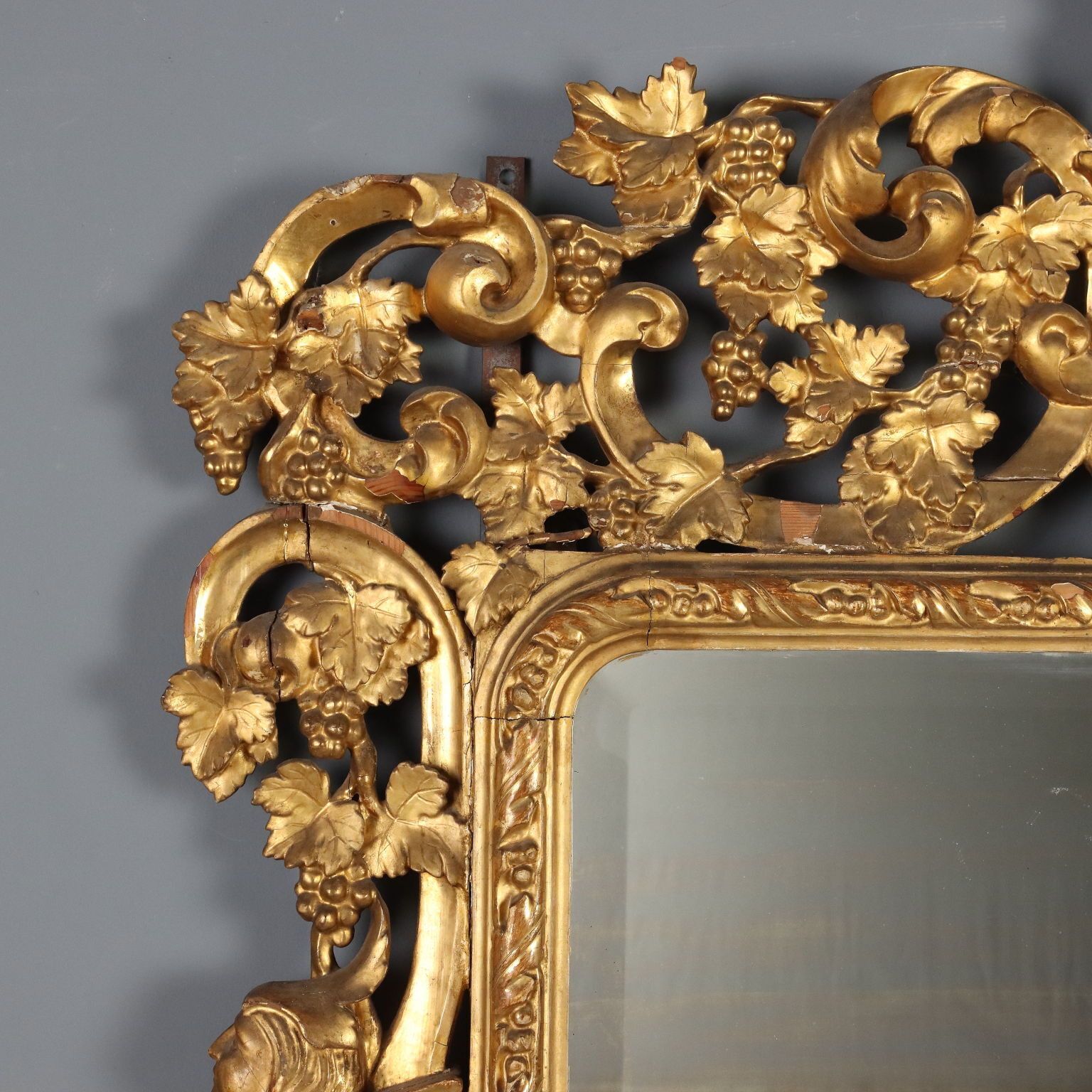 Miroir baroque en bois sculpté doré, Italie, XIXe siècle photo vinterior