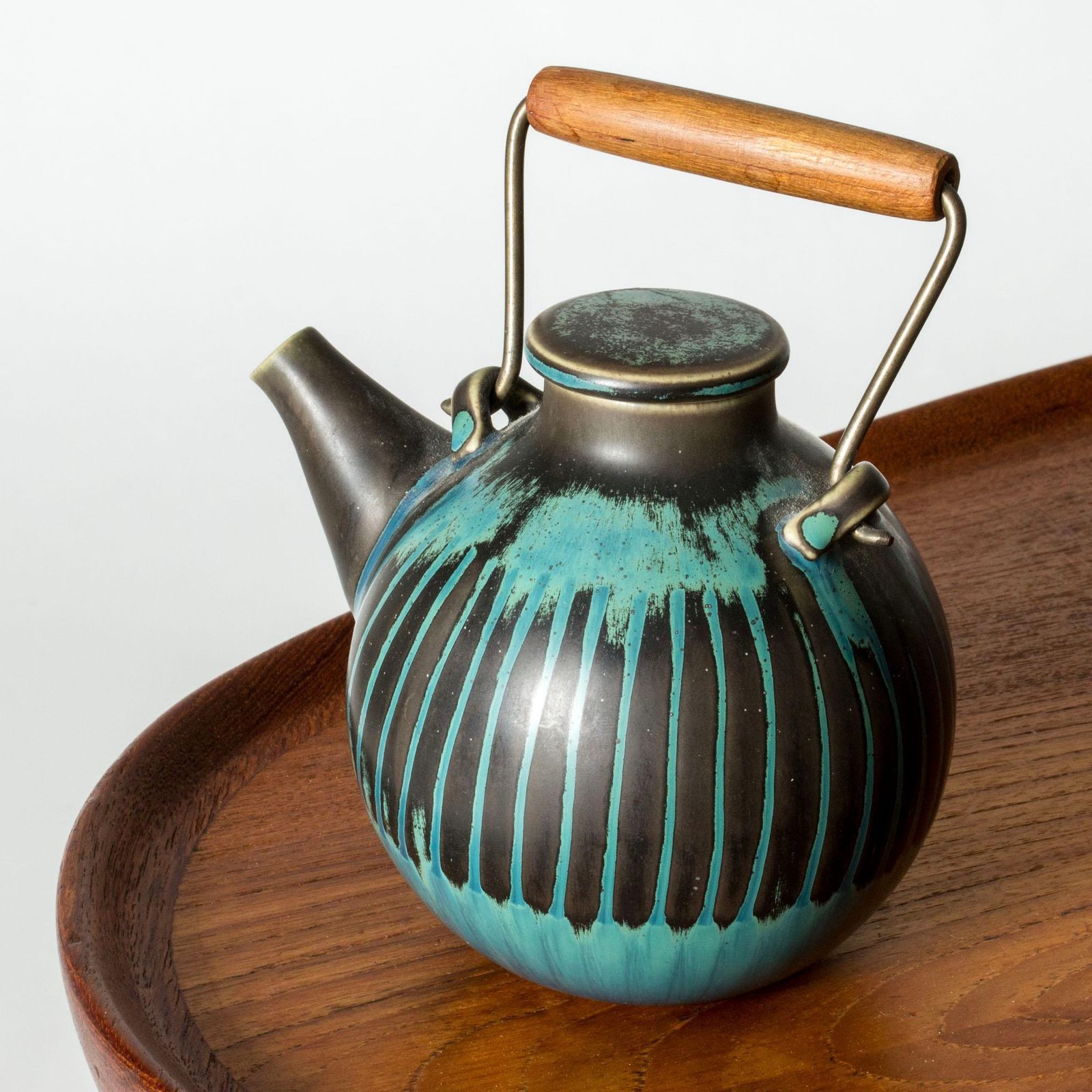 Modernist Stoneware Teapot By Stig Lindberg, Gustavsberg, Sweden, 1950s photo Home Decor