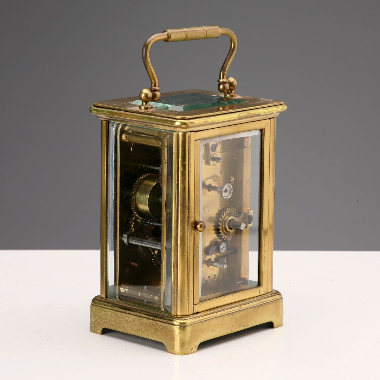 Antique Travel Clock Bronze Glass Europe XIX Century photo Home Decor