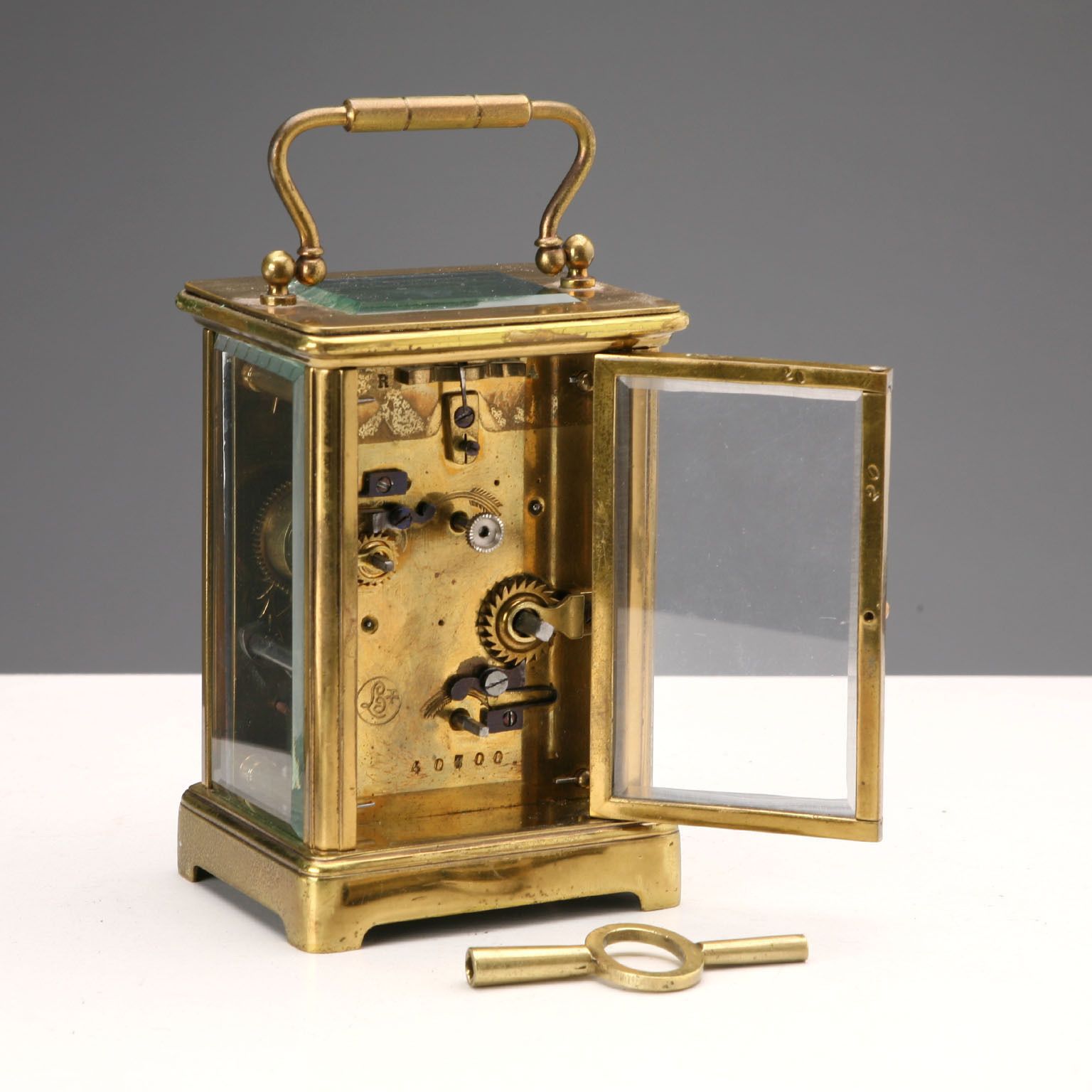 Antique Travel Clock Bronze Glass Europe XIX Century photo 230.0