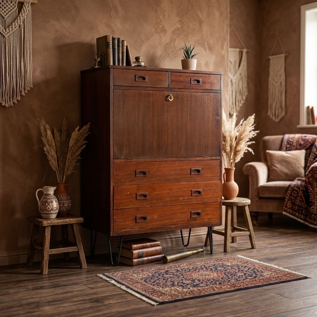 Meuble de rangement vintage en acajou à tiroirs, Italie, années 1960 photo furniture