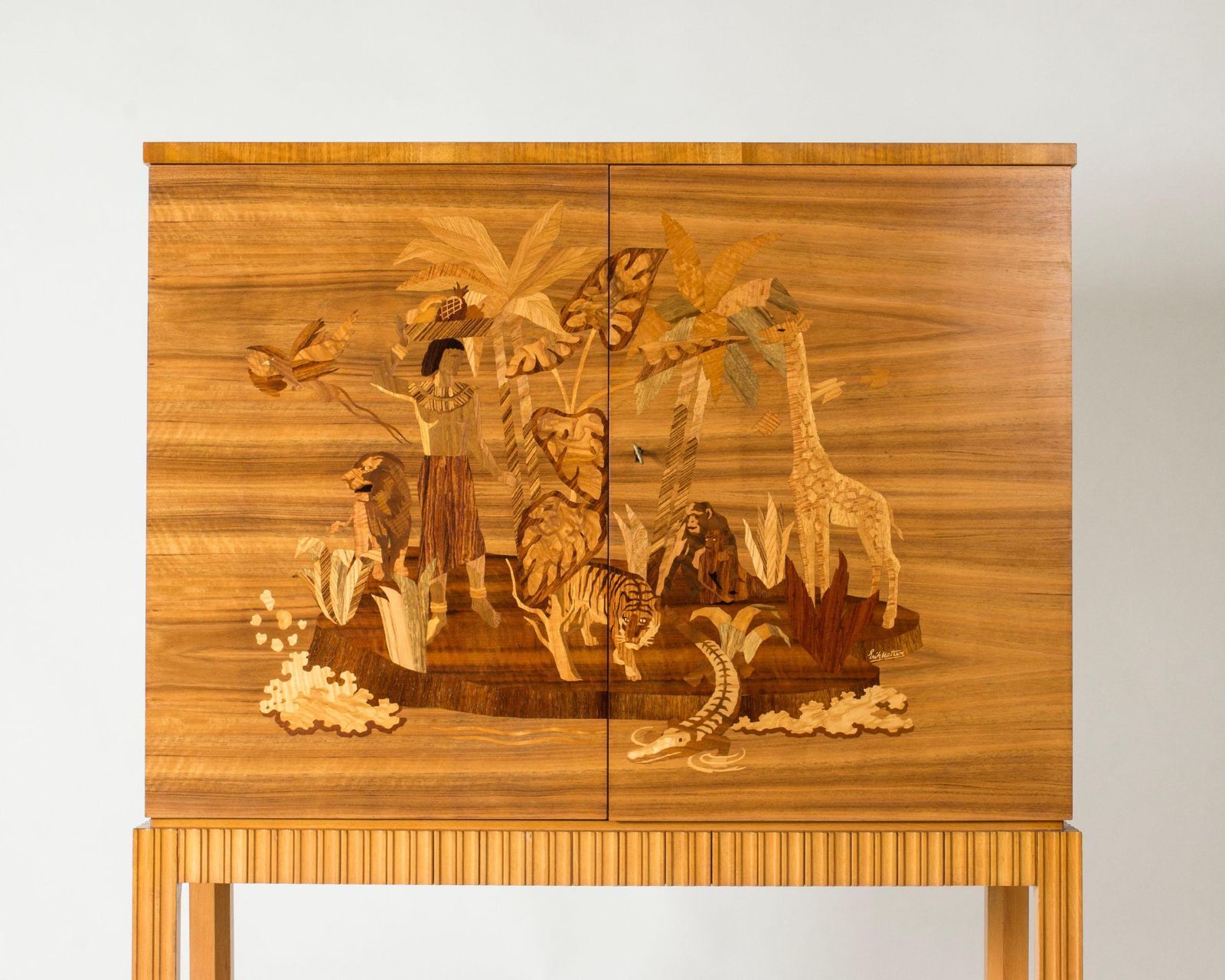 Mid-Century Modern Cabinet van Erik Matsson, Mjölby Intarsia, Zweden, jaren 1940 photo furniture