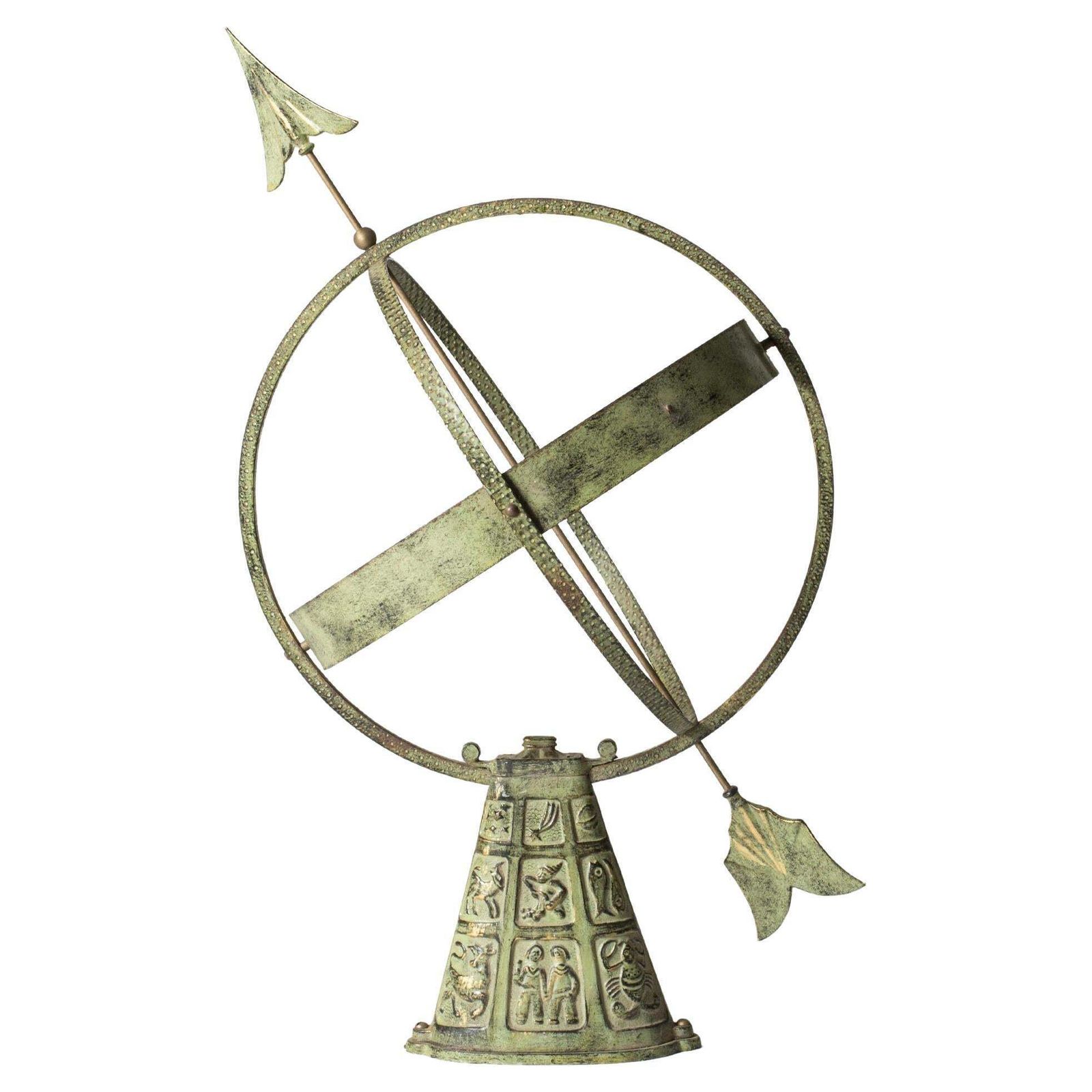 Scandinavian Modern Bronze Sundial By Gunnar Nylund, 1940s
