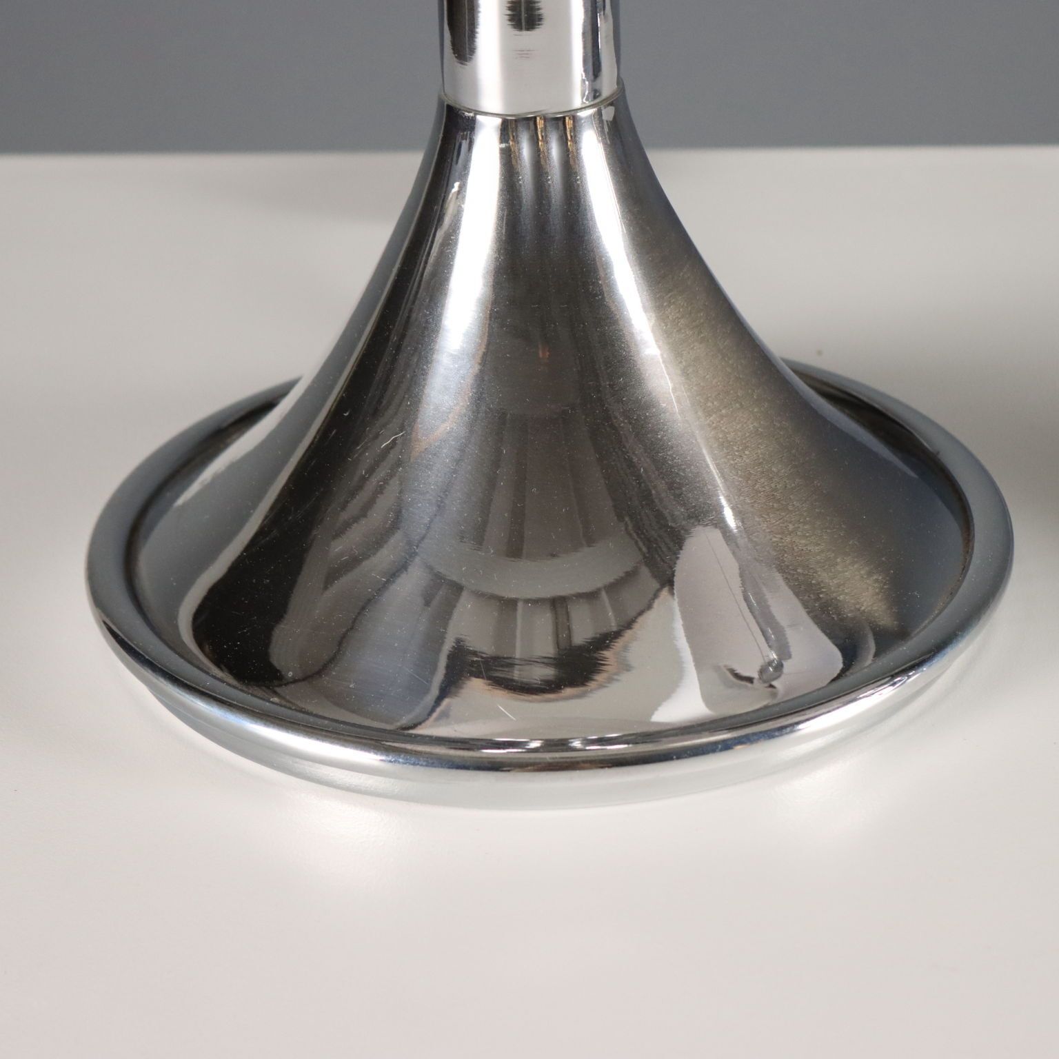 Vintage lampen, verchroomd metaal, stoffen kap, Italiaans design, jaren 1970-1980 photo buy