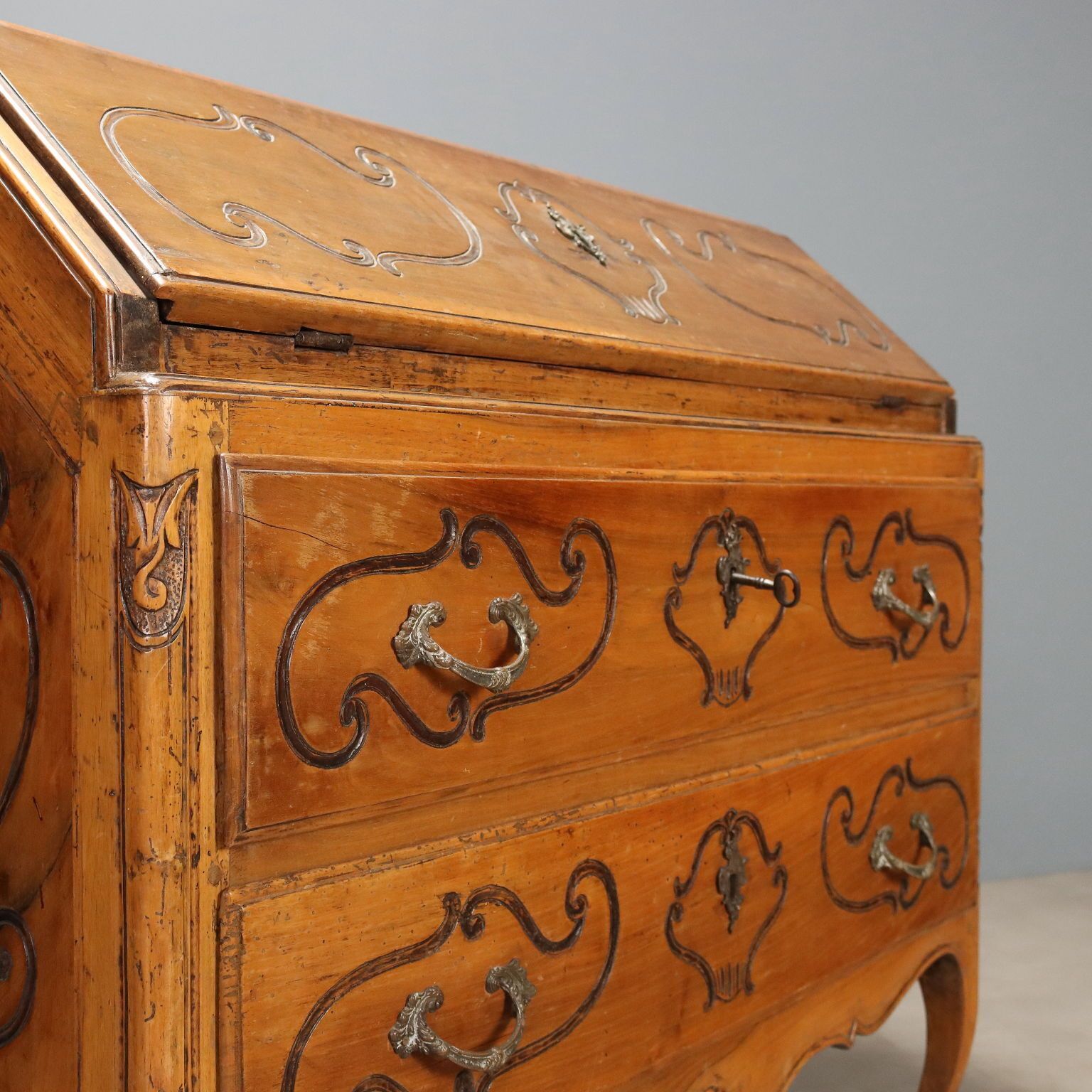 Antique Flap Cabinet Ebonized Wood 6 Drawers XVIII Century photo Furniture