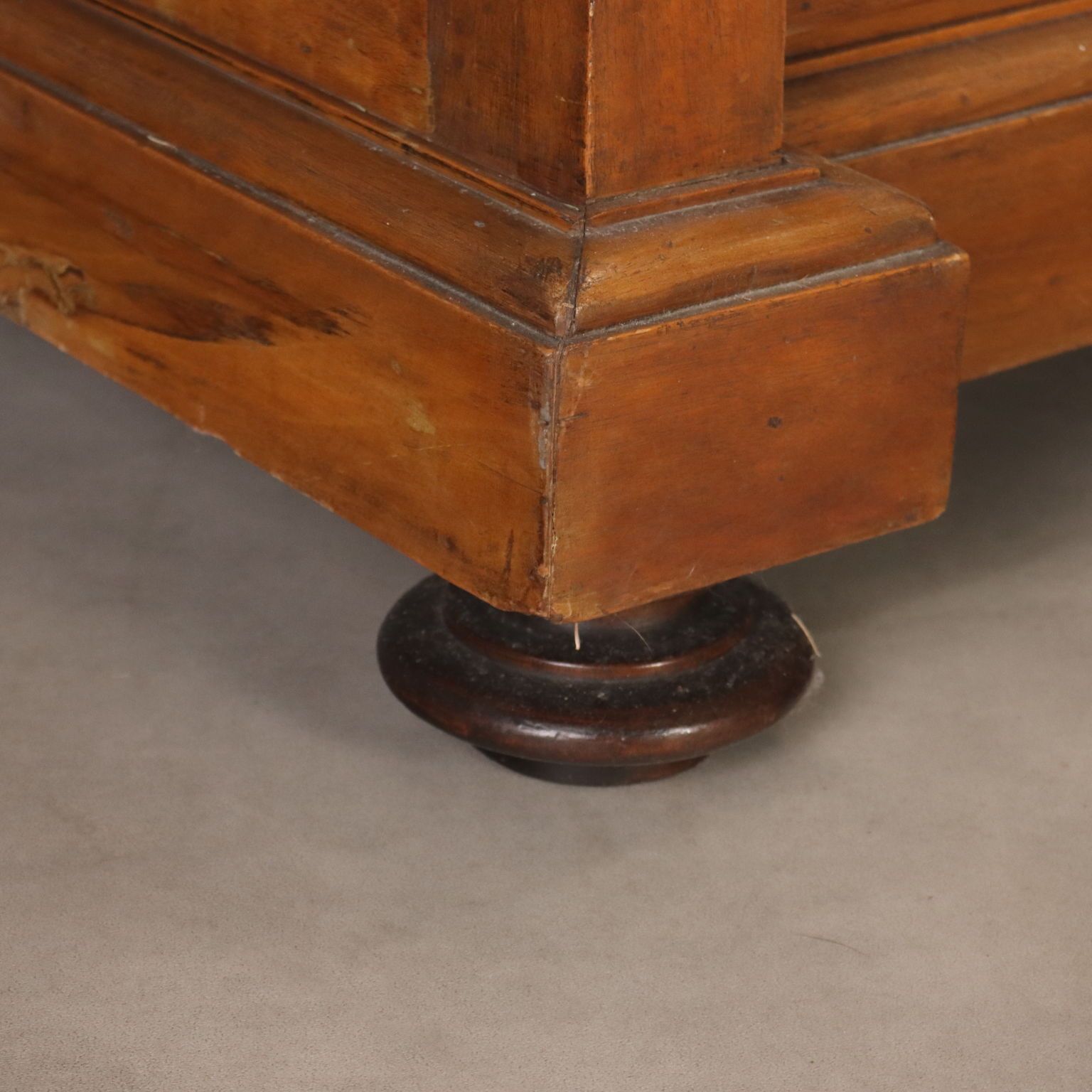 photo furniture Antique Wardrobe Walnut Glass Carvings Italy XIX Century