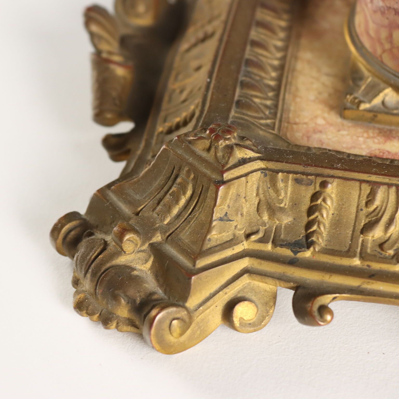 Antique Inkwell Bronze Marble Europe XIX Century photo vinterior