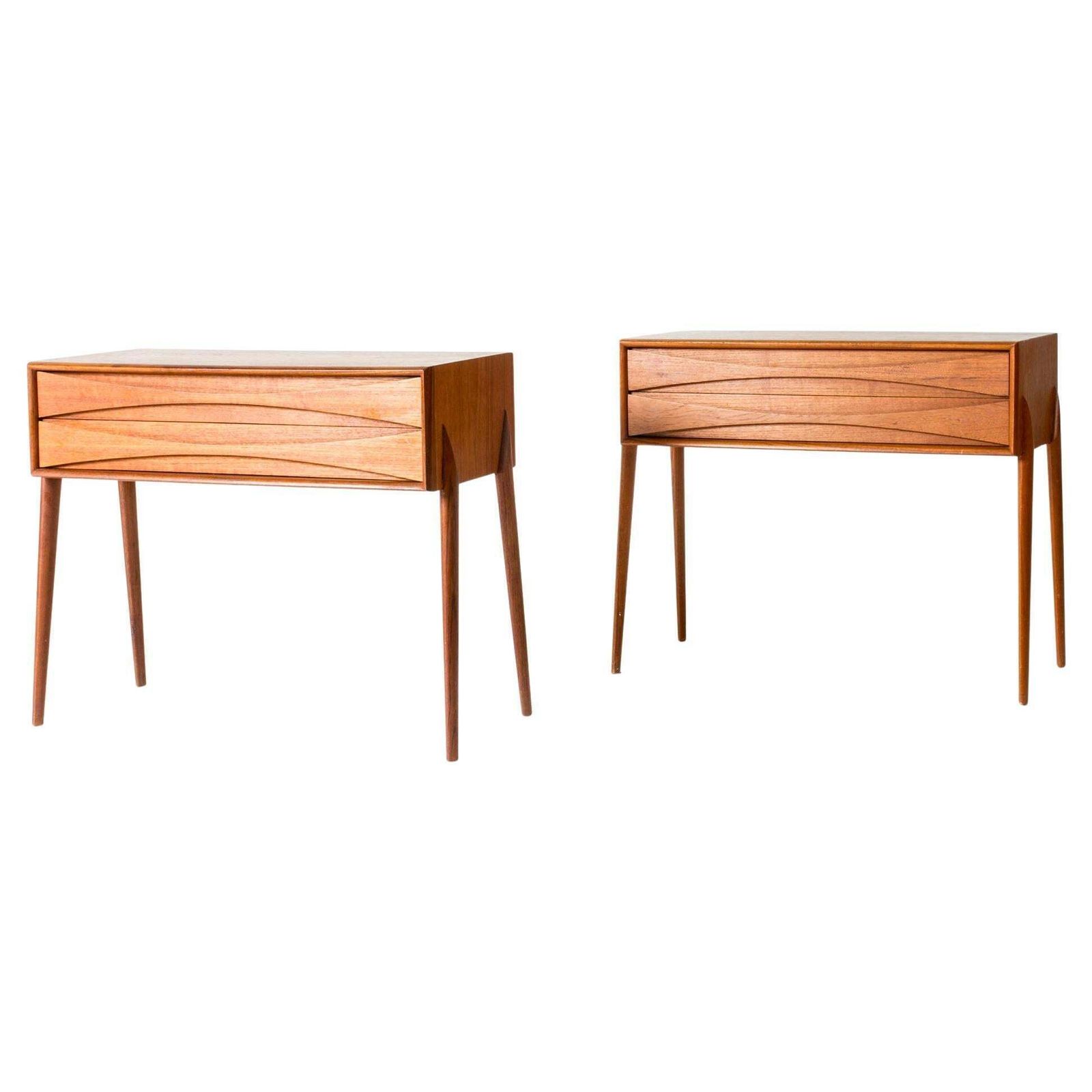 Midcentury Modern Teak Bedside Tables, Firma Glas & Trä, Sweden, 1950s