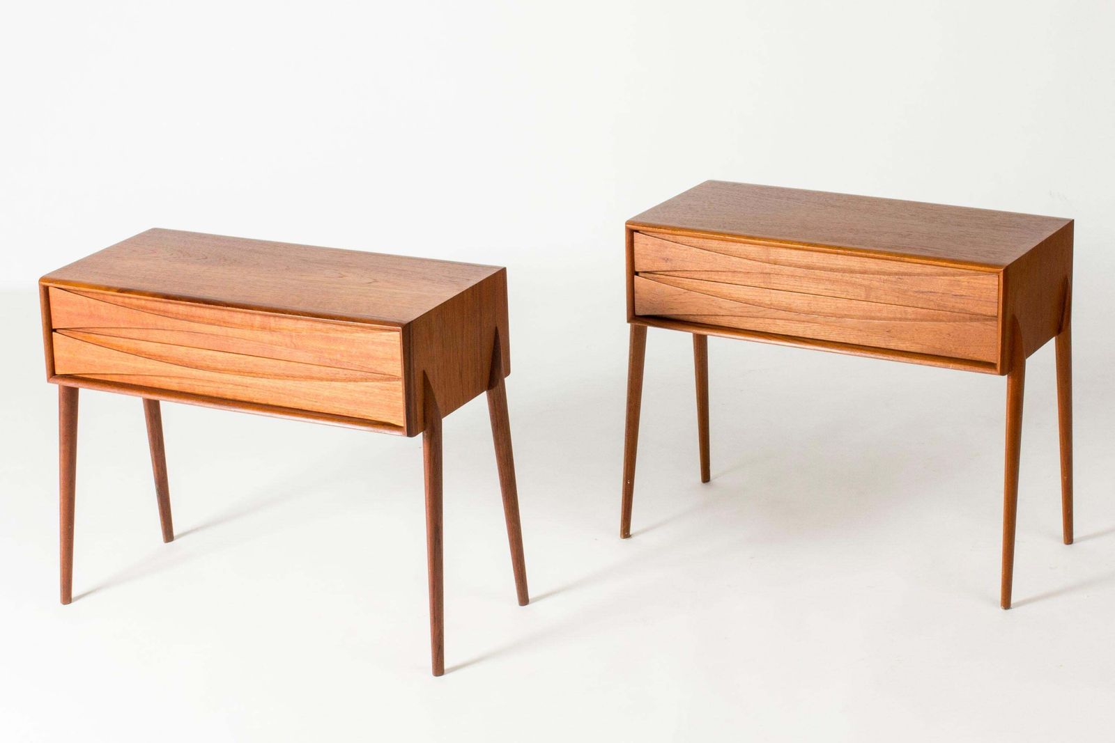 Midcentury Modern Teak Bedside Tables, Firma Glas & Trä, Sweden, 1950s photo for sale