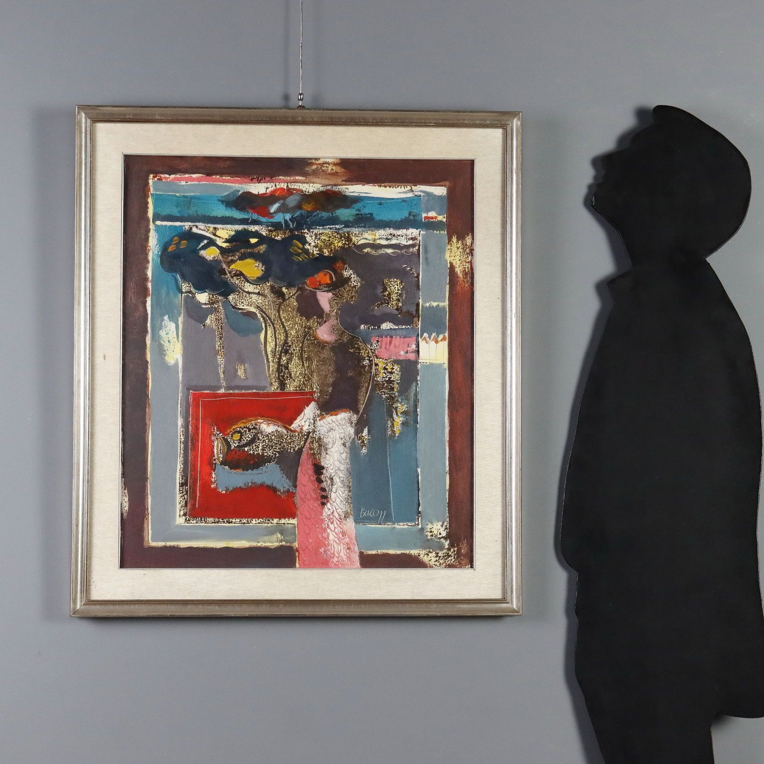 Contemporary Painting Signed Gelindo Baron Rosa Marina XX Century photo furniture