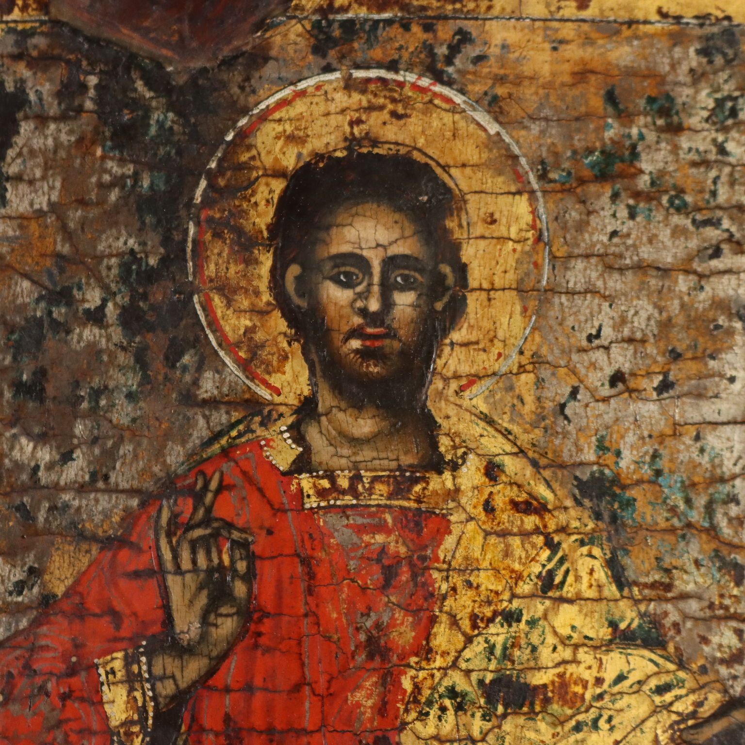 Icône d'époque Jésus et Vierge Marie, tempera sur panneau, XVIIIe siècle photo Art
