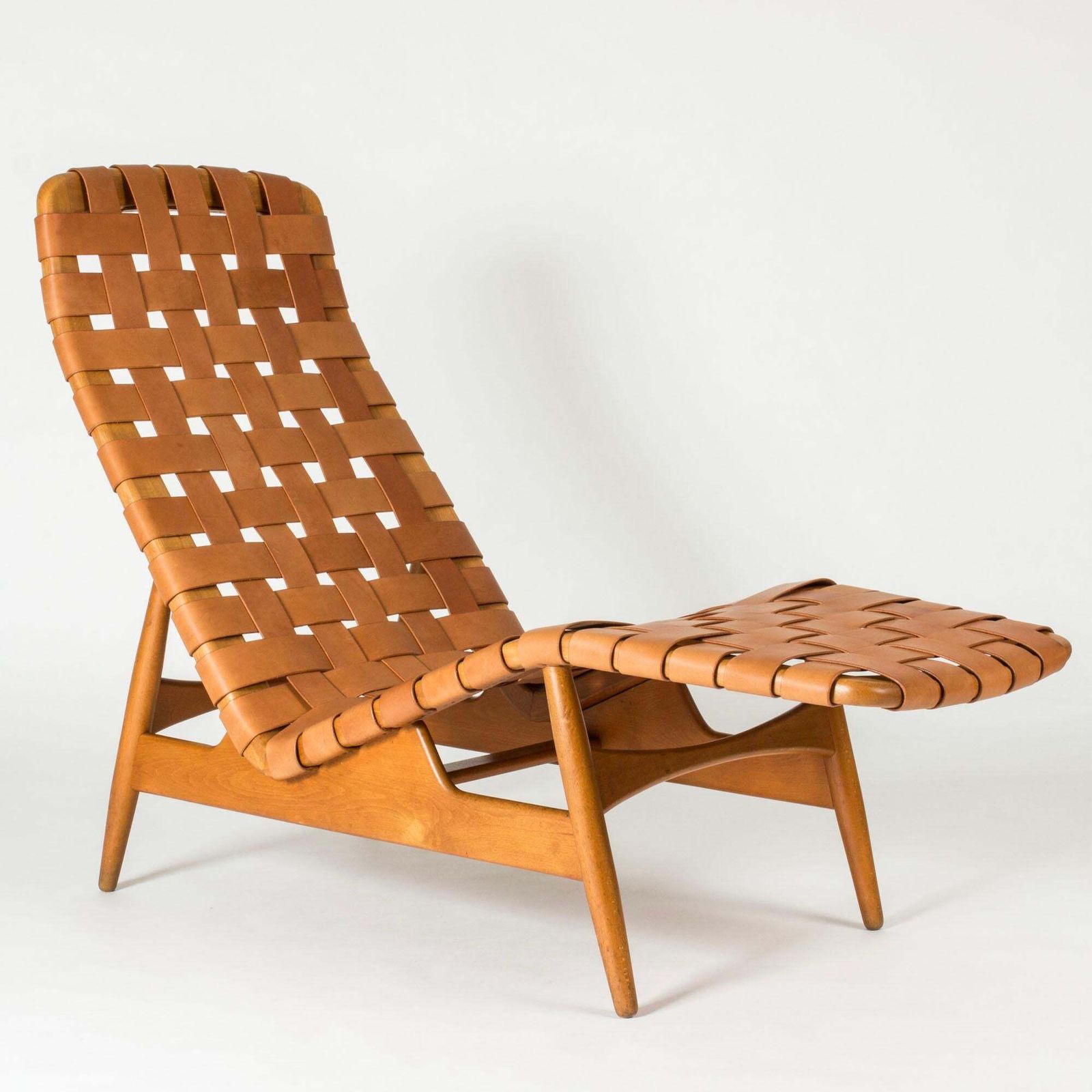 Midcentury Modern Leather Chaise Lounge By Arne Vodder, Denmark, 1950s photo for sale