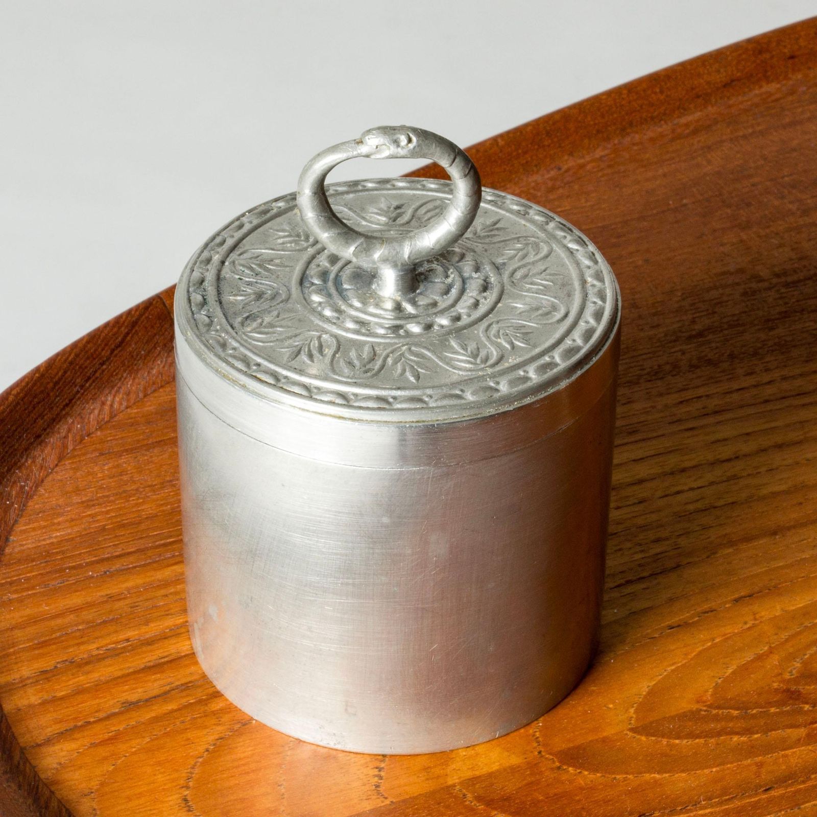 Midcentury Scandinavian Pewter Jar From Svenskt Tenn, Sweden, 1944 photo for sale