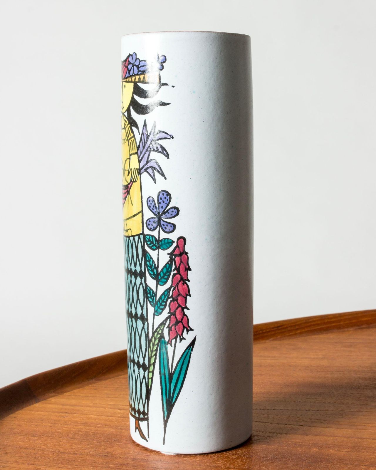 "Karneval" Faience Vase By Stig Lindberg, Gustavsberg, Sweden, 1950s photo Home Decor