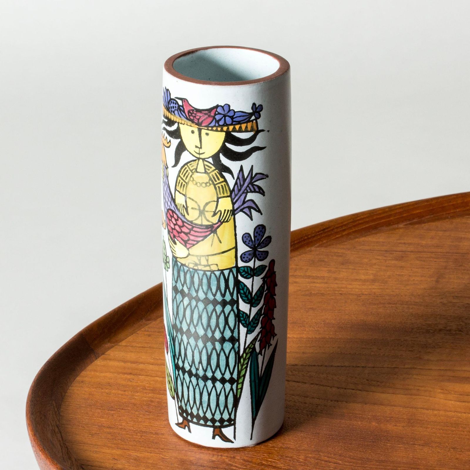 "Karneval" Faience Vase By Stig Lindberg, Gustavsberg, Sweden, 1950s photo 512.0